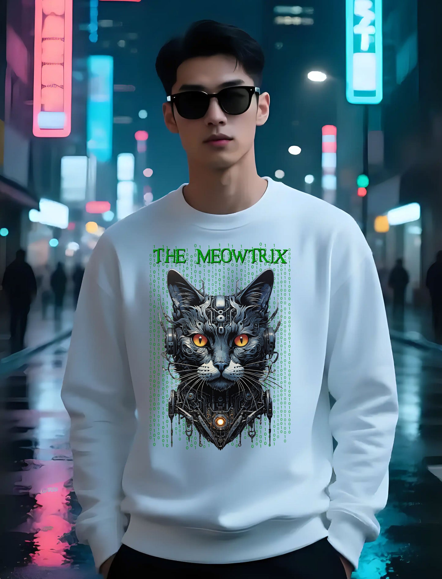 Matrix Cat Parody Sweatshirt, Funny Meowtrix Design, Cat Lover Gift, Movie Parody Shirt, Cool Neo Cat Apparel