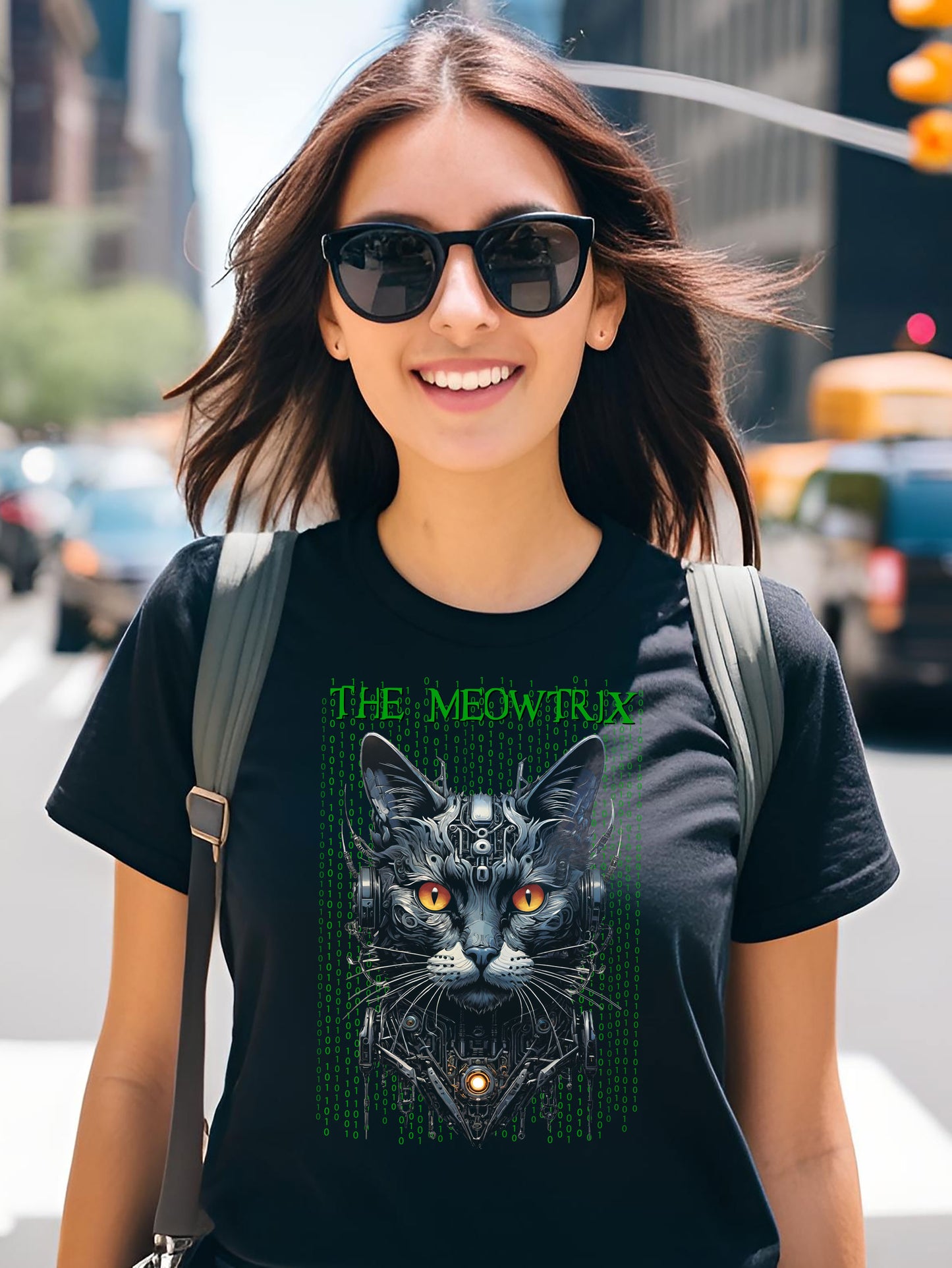 Matrix Cat Parody Softstyle T-Shirt, Funny Movie Tee, Cat Lover Gift, Meowtrix Shirt, Unisex Gildan Cotton Tee