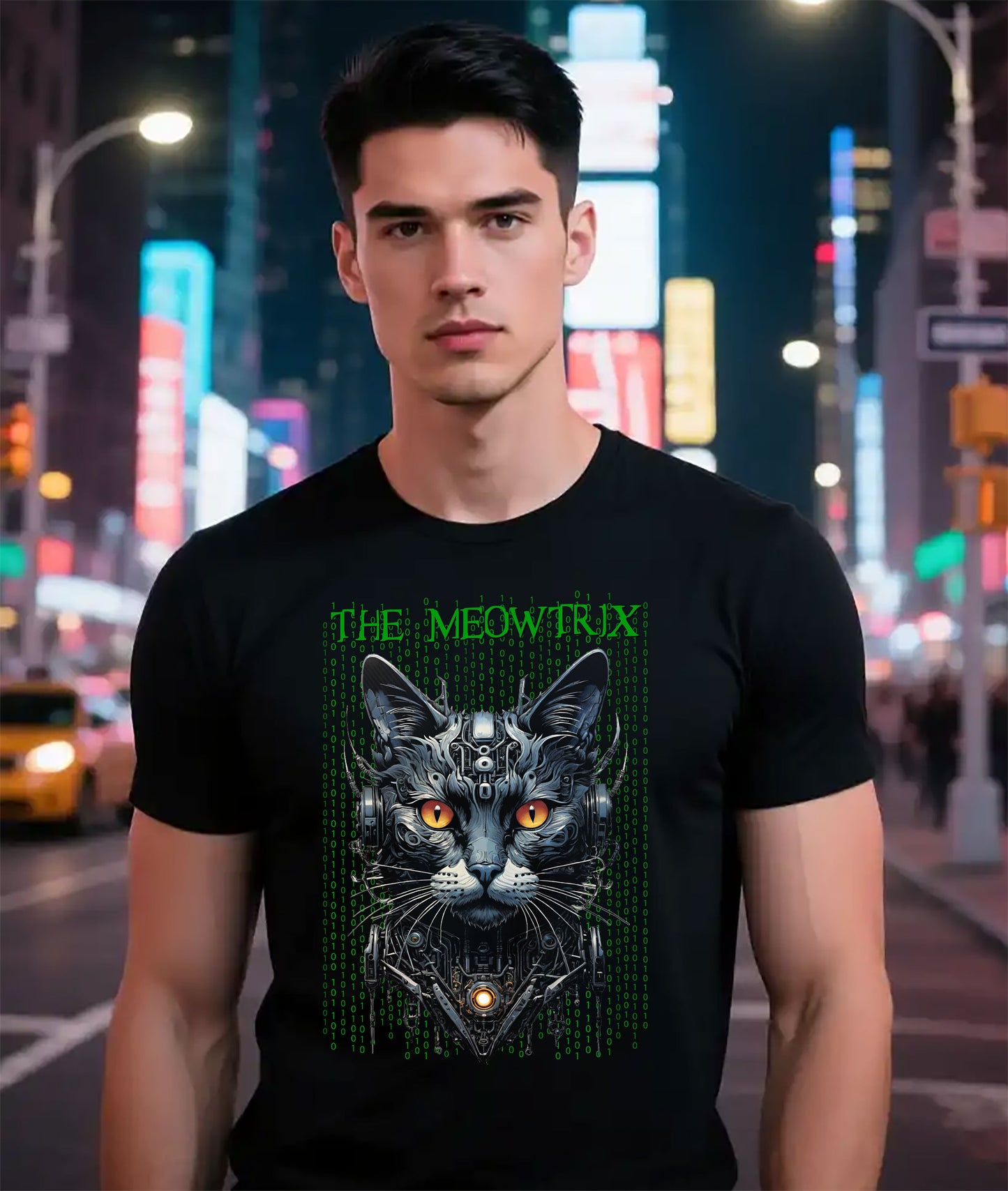 Matrix Cat Parody Softstyle T-Shirt, Funny Movie Tee, Cat Lover Gift, Meowtrix Shirt, Unisex Gildan Cotton Tee