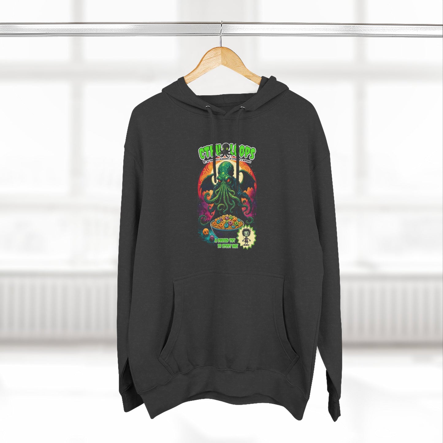 Cthulhu Three-Panel Fleece Hoodie | Trendy Graphic Sweatshirt | Boho Style, Cthulhu Parody Tee, Casual Wear, Gift Idea
