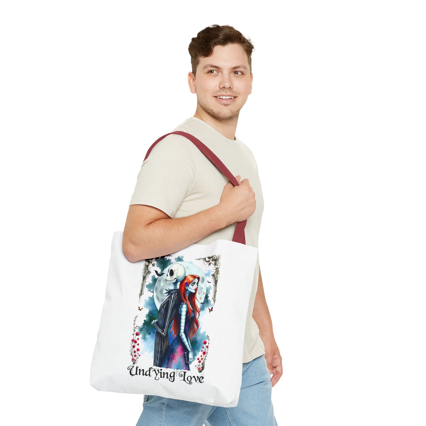 Undying Love Tote Bag - Gothic Style, Jack and Sally Tote, Perfect Gift for Couples, Unique Bag for Spooky Season, Everyday Use