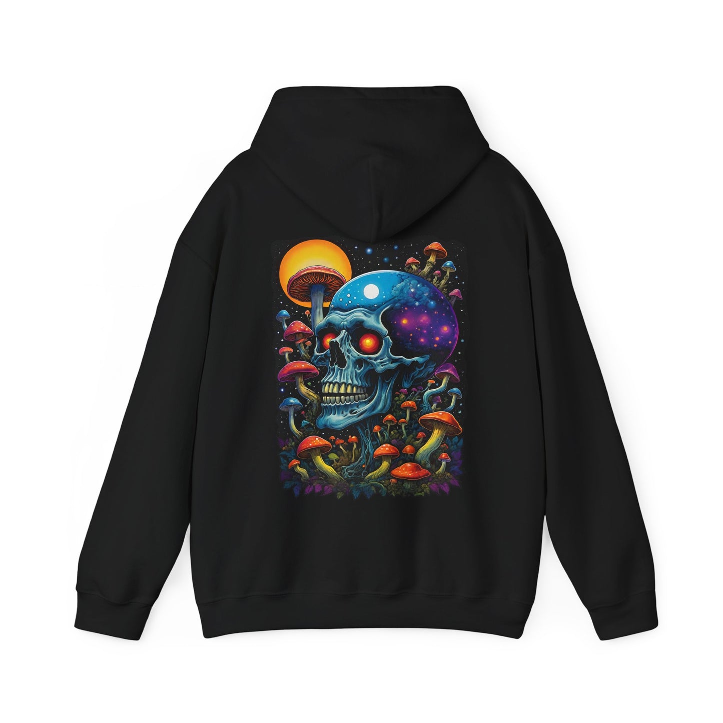 Magic Mushroom Skull Sweatshirt, Trippy Hoodie for Festivals and Relaxing, Unique Gift for Adults, Expressive Artistic Clothing, Cosmically
