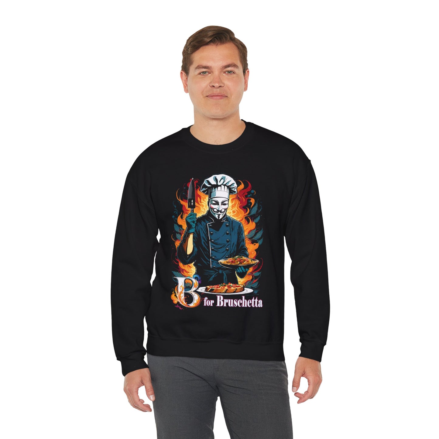 V for Vendetta Parody Foodie Sweatshirt, Funny Movie Buff Crew Neck Jumper, Geeky Dystopian Pullover, Casual Wear, Gift for Nerds