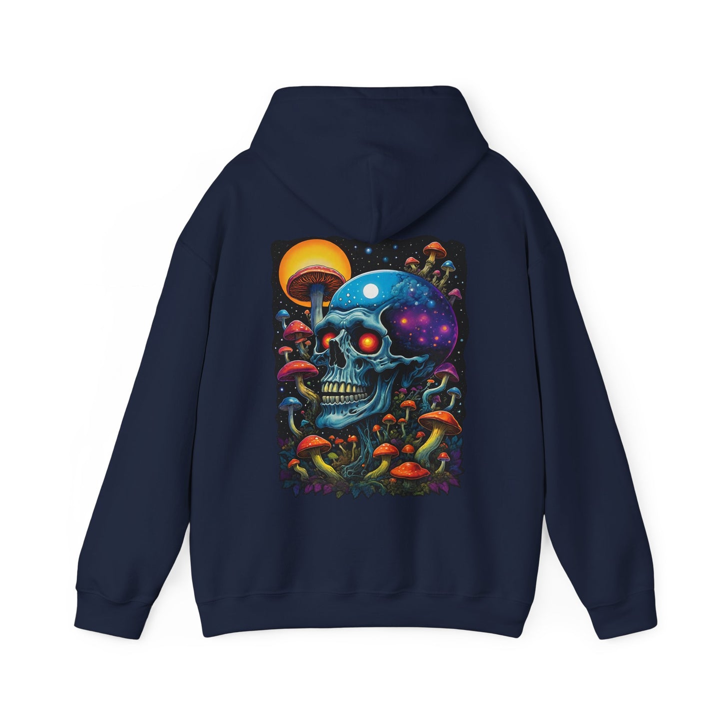 Magic Mushroom Skull Sweatshirt, Trippy Hoodie for Festivals and Relaxing, Unique Gift for Adults, Expressive Artistic Clothing, Cosmically