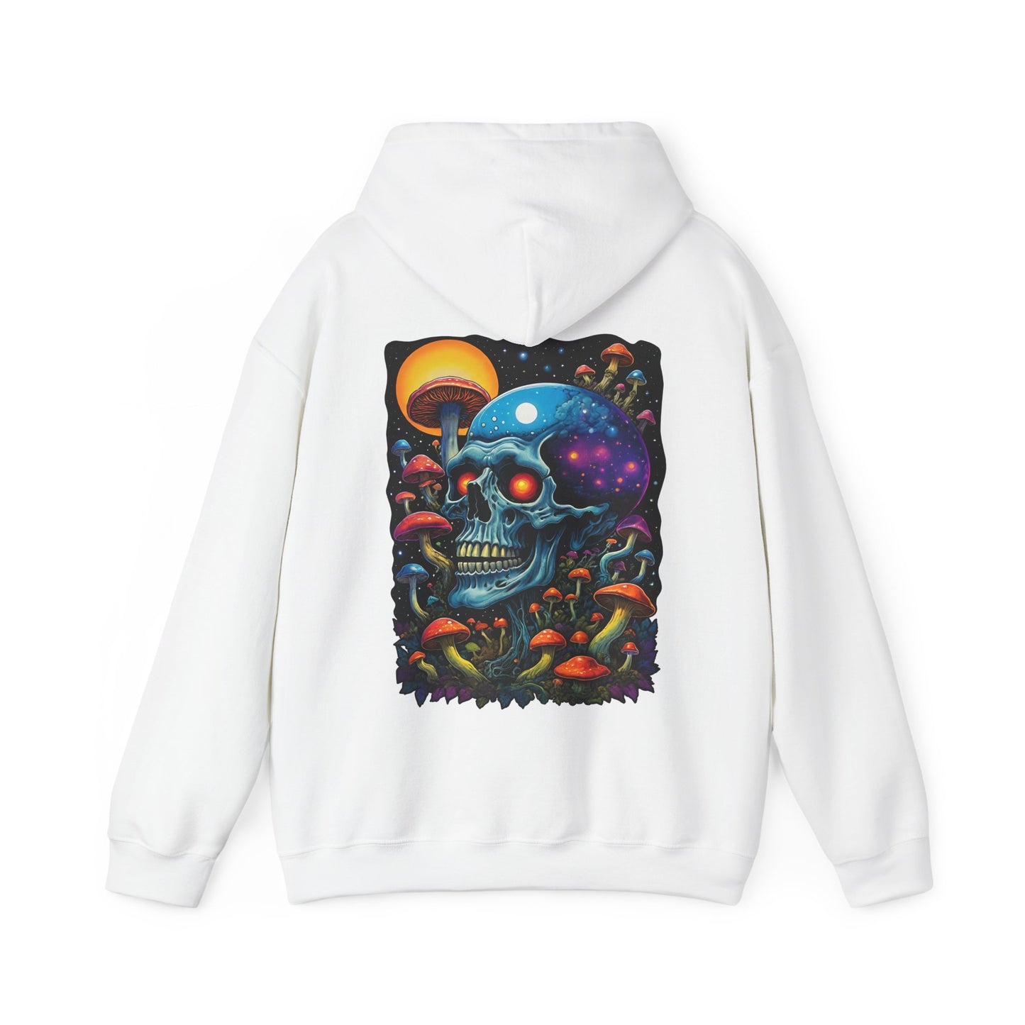 Magic Mushroom Skull Sweatshirt, Trippy Hoodie for Festivals and Relaxing, Unique Gift for Adults, Expressive Artistic Clothing, Cosmically