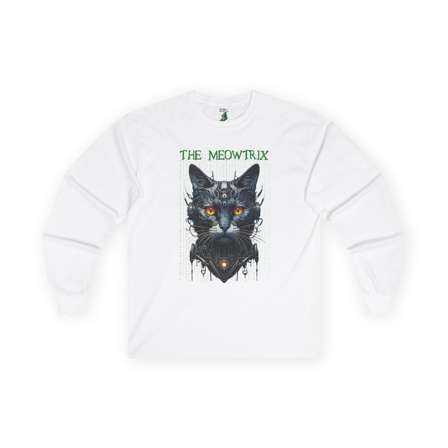 Matrix Cat Parody Tee, Funny Meowtrix Movie T-Shirt for Cat Lovers, Unisex Cotton Long Sleeve Shirt, Humorous Gift for Matrix Fans, Casual