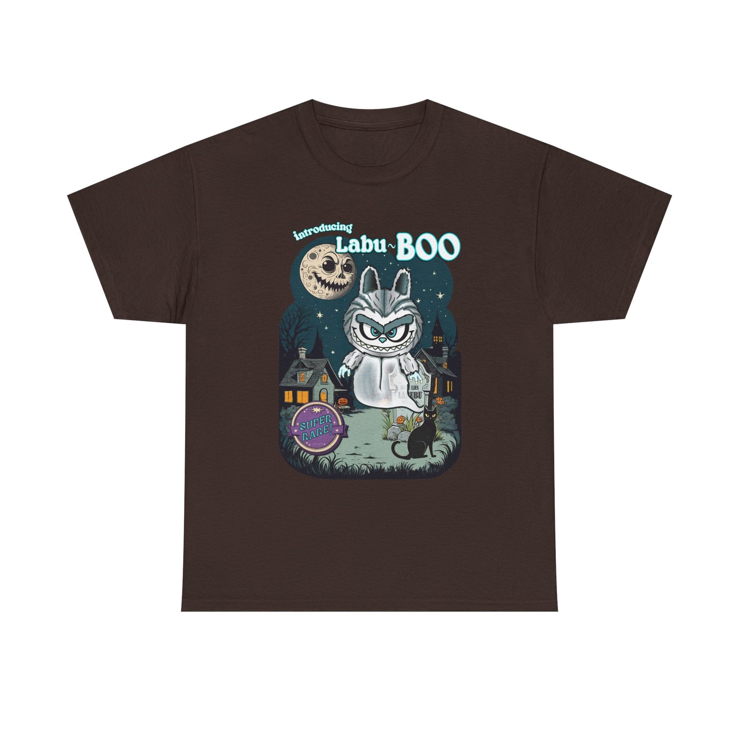 Labu Boo Unisex Tee, Ghostly Charm Tshirt, Vintage Cartoon Style Shirt, Parody Labubu Top, Halloween Costume