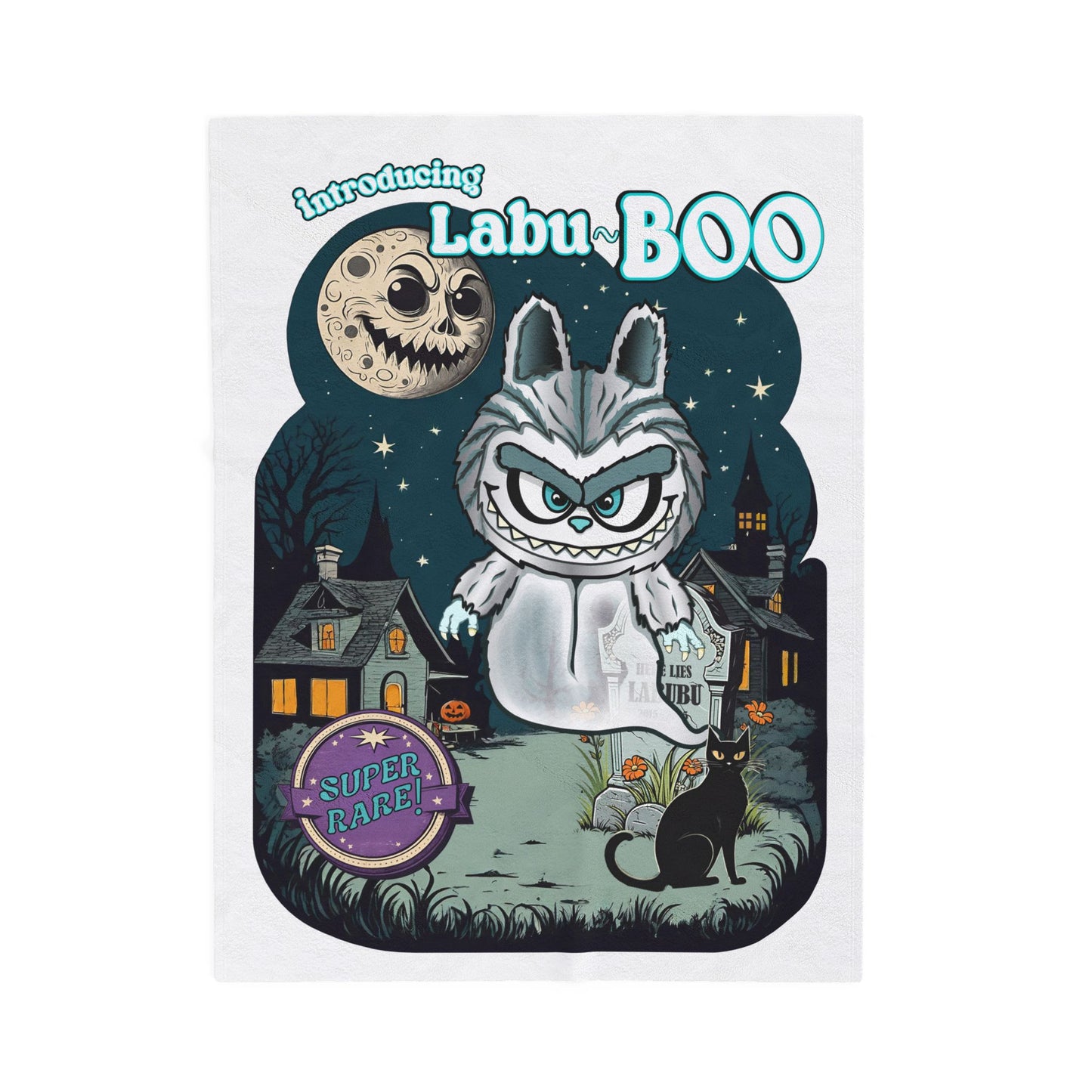 Labu-Boo Velveteen Blanket - Spooky and Charming Halloween Throw, Soft Unique Blanket, Vintage Cartoon Style Design