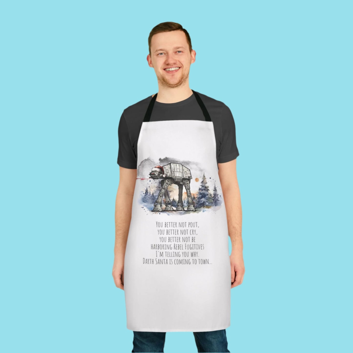 Apron, Star Wars Darth Santa AT-AT Walker Holiday Parody Cooking Kitchen Chef Gift, Christmas Cooking, Kitchen Decor, Holiday Hostess Gift,