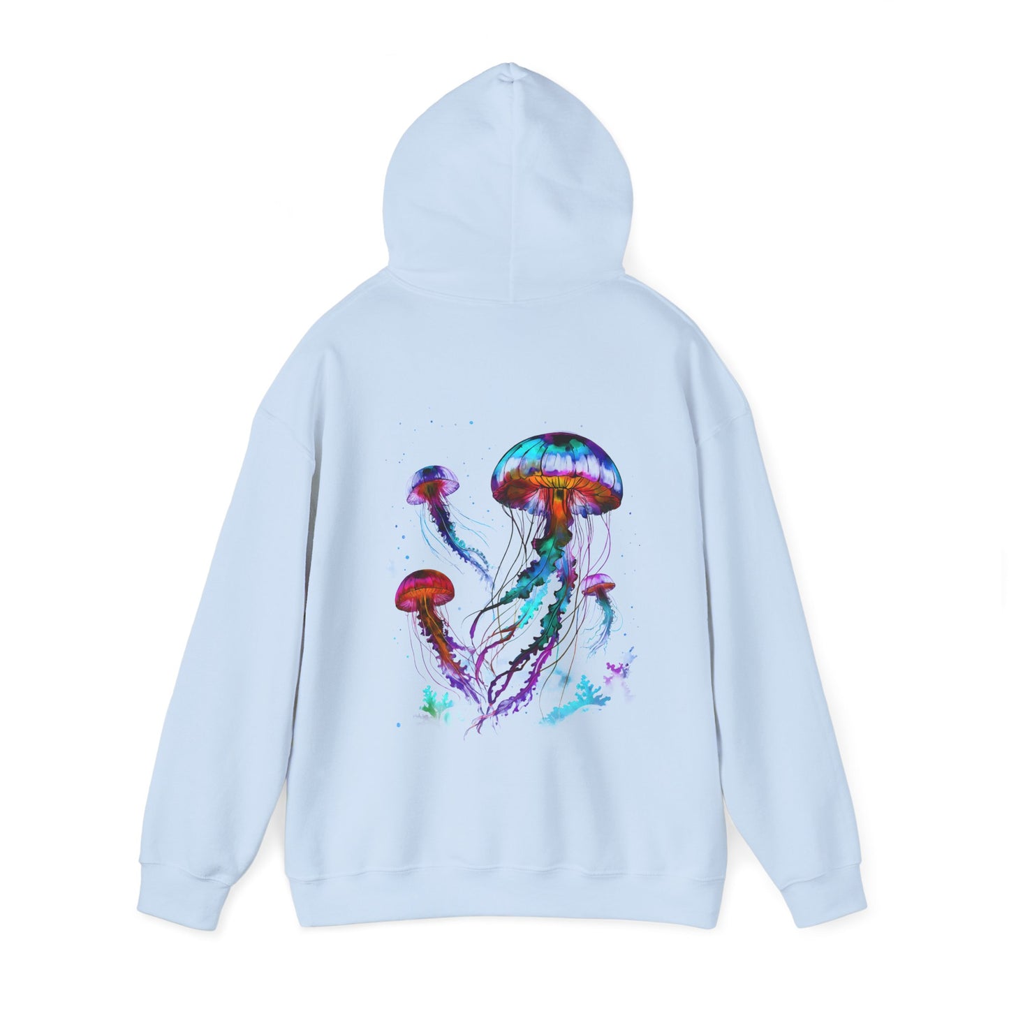 Cozy Jellyfish Graphic Hoodie -Colorful 2-sided Hooded Sweatshirt -Jelly Hoodie