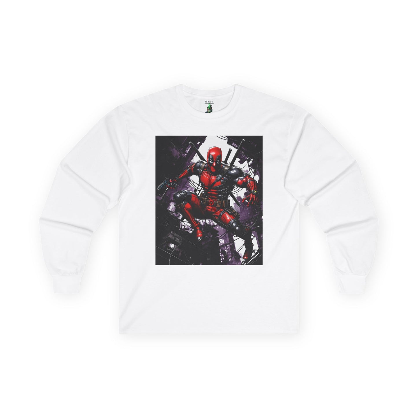 Deadpool Fan Art Long Sleeve Tee, Comic Collector Shirt, Marvel Fan Apparel, Comicon Gift, Vintage Style T-Shirt
