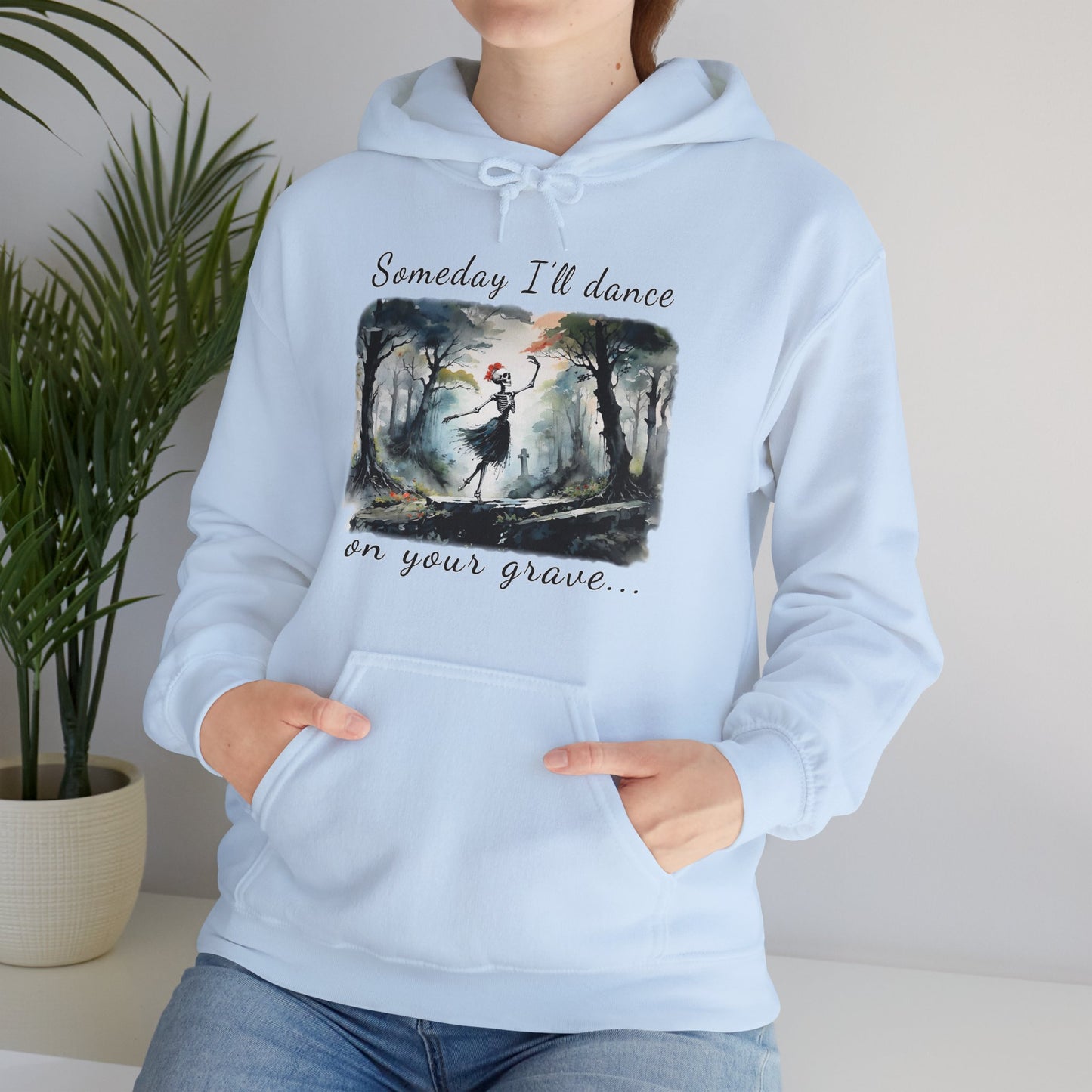 This Haunting Skeleton Hoodie is perfect for ladies who love things that are spooky and macabre. This hooded sweatshirt design is both stunning and chilling. Available stylish light blue Unisex Hoodies.