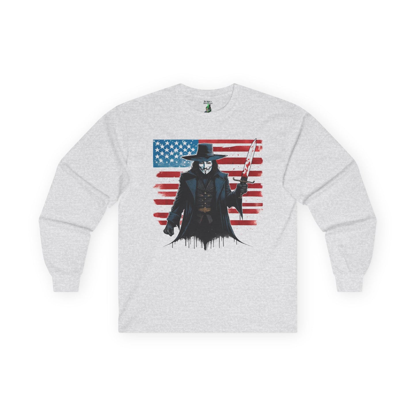 V for Vendetta Long Sleeve Tee, Unisex Graphic Tee, Vintage Style Shirt, Protest Apparel, Independence Day Gift, Bold Statement Wear