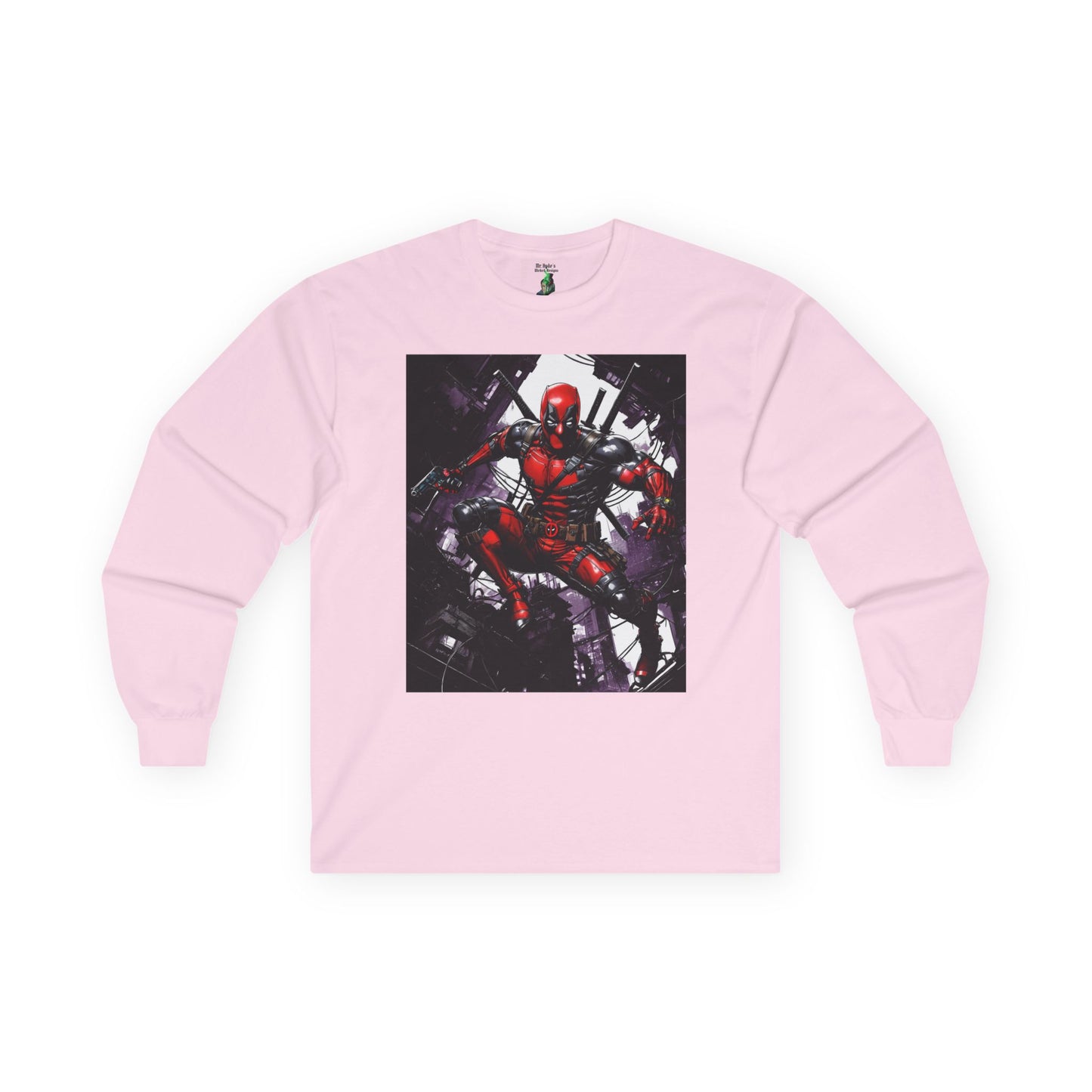 Deadpool Fan Art Long Sleeve Tee, Comic Collector Shirt, Marvel Fan Apparel, Comicon Gift, Vintage Style T-Shirt