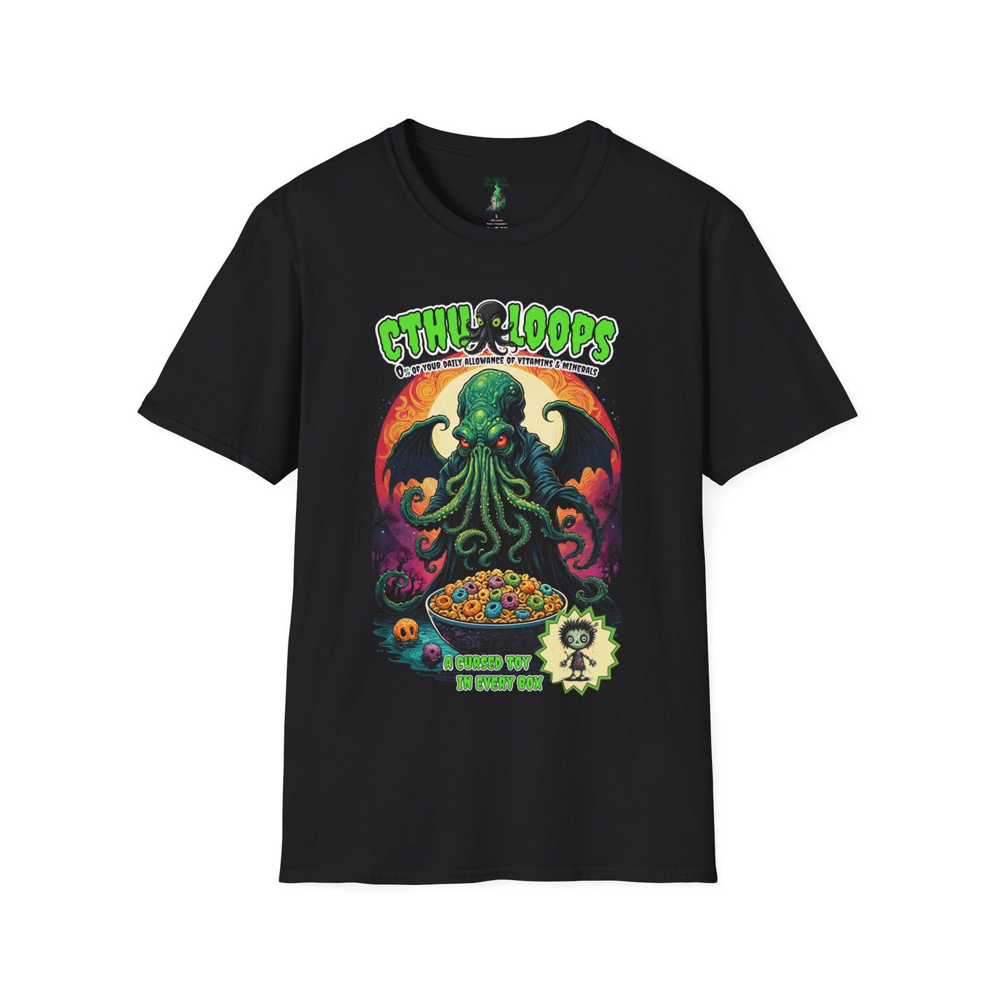 Cthu-Loops Cereal Parody T-Shirt, Halloween Tee, Lovecraft Fan Shirt, Elder God Tshirt, Unisex Cotton Top, Cereal Killer Costume