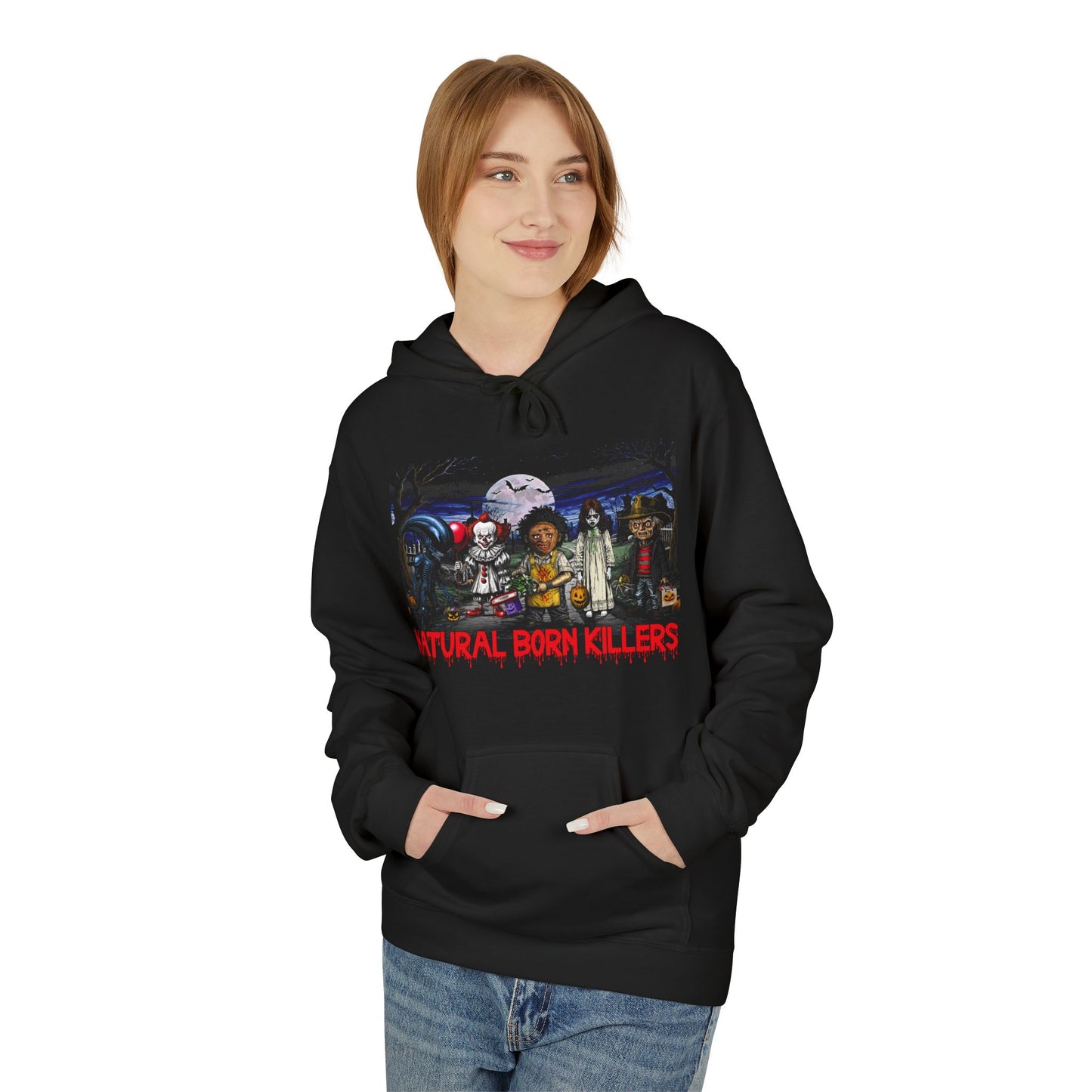 Horror Movie Halloween Parody Hoodie, Freddie, Leatherface, Pennywise, Xenomorph, Scary Movie Nerd Shirt, Horror Film Fan Apparel, Halloween
