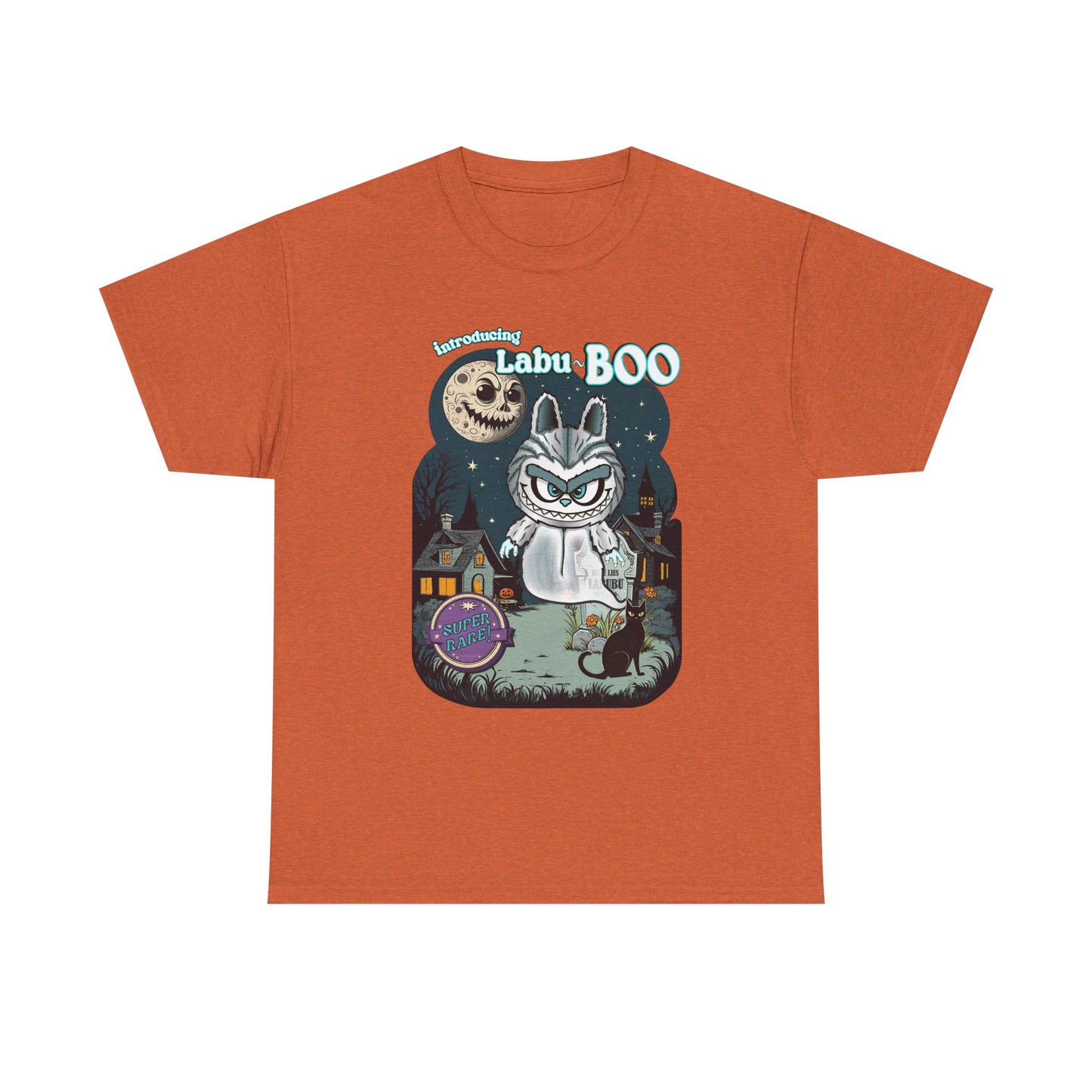 Labu Boo Unisex Tee, Ghostly Charm Tshirt, Vintage Cartoon Style Shirt, Parody Labubu Top, Halloween Costume