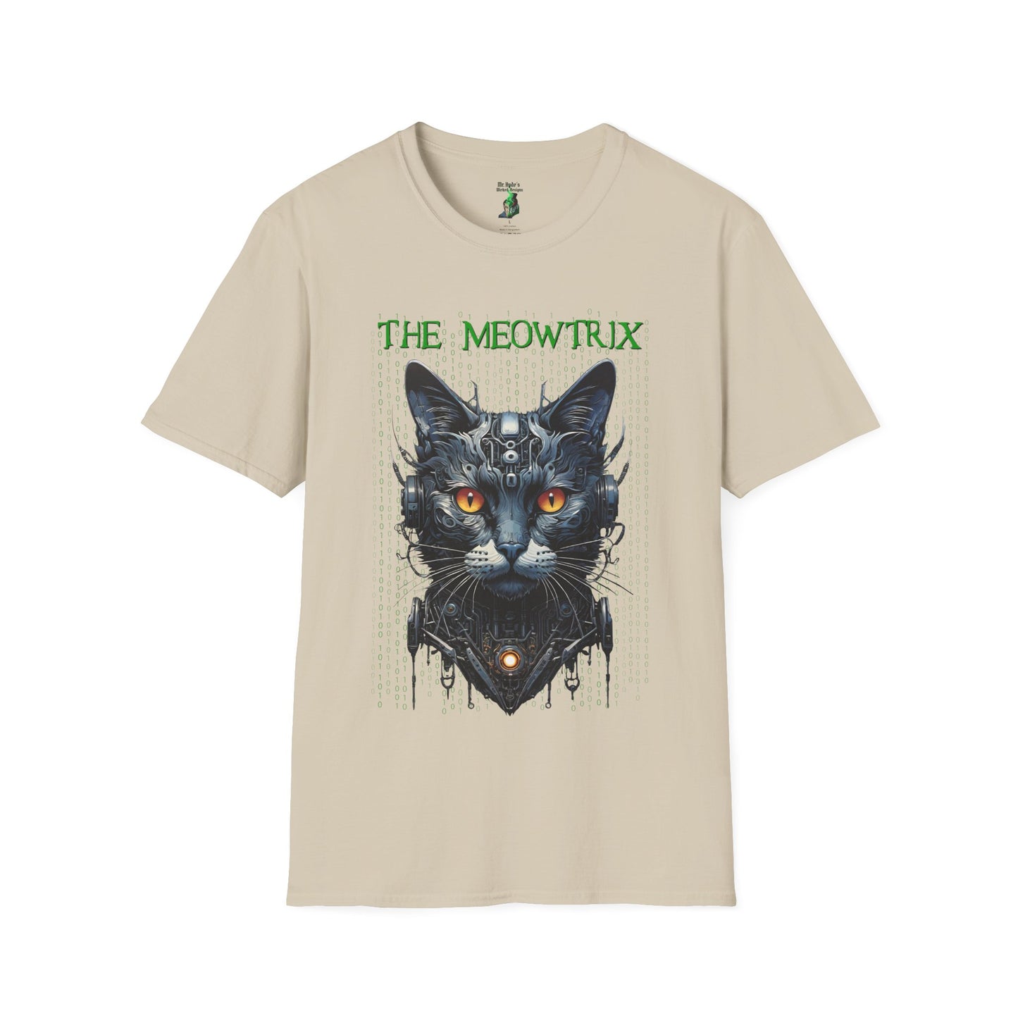 Matrix Cat Parody Softstyle T-Shirt, Funny Movie Tee, Cat Lover Gift, Meowtrix Shirt, Unisex Gildan Cotton Tee