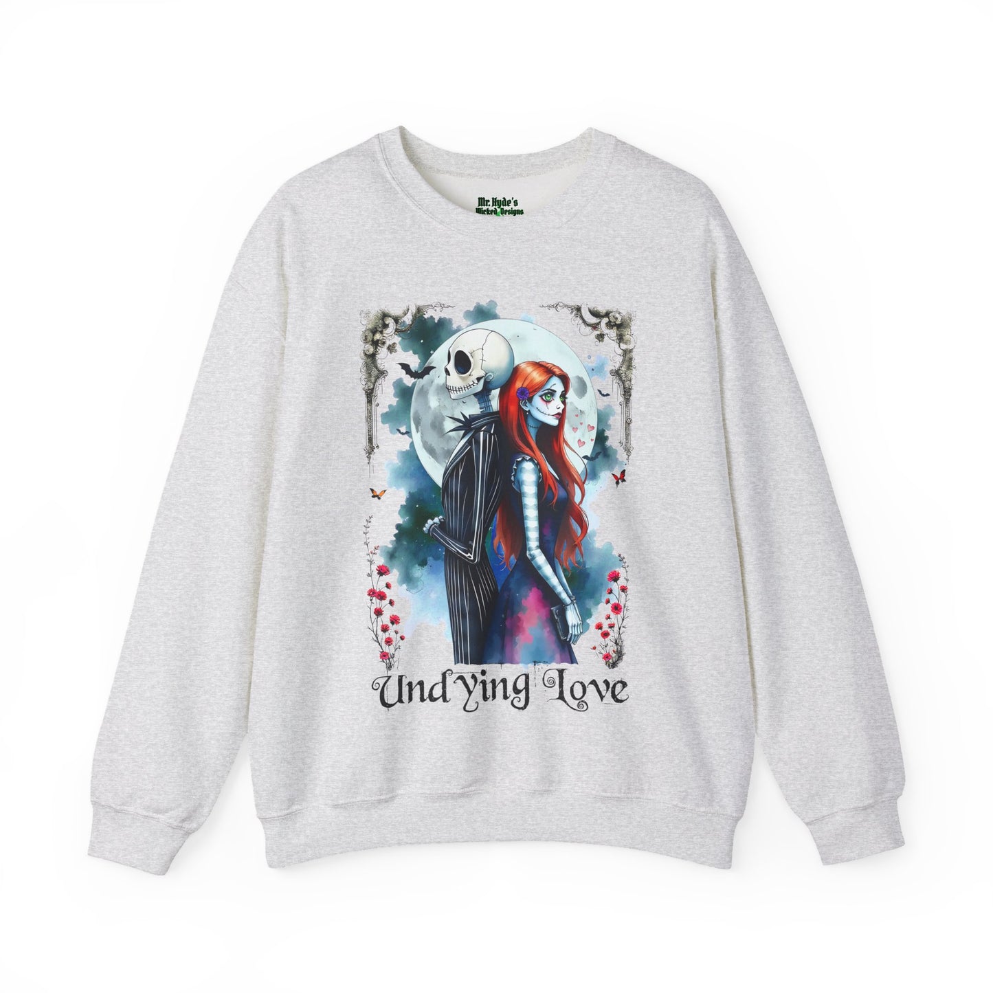 Unisex Undying Love Crewneck Sweatshirt, Romantic Gift, Halloween Apparel, Cozy Casual Wear, Everyday Style, Unique Couple Sweatshirt