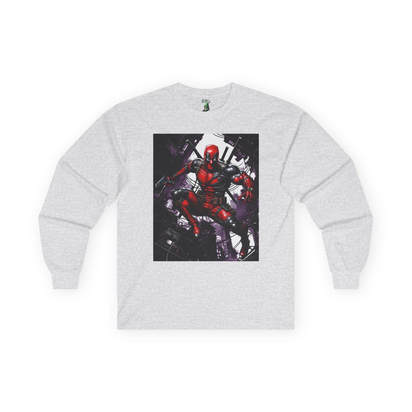 Deadpool Fan Art Long Sleeve Tee, Comic Collector Shirt, Marvel Fan Apparel, Comicon Gift, Vintage Style T-Shirt