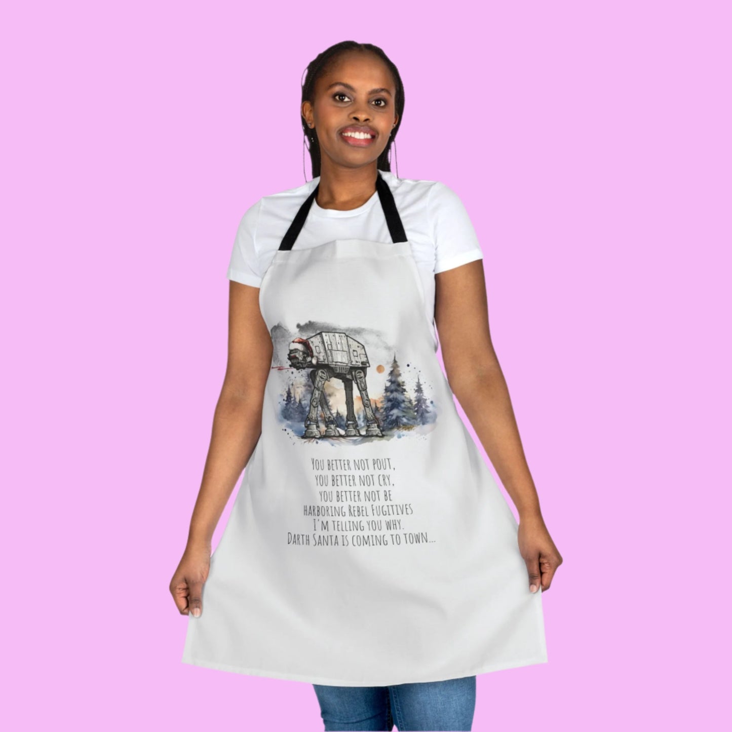 Apron, Star Wars Darth Santa AT-AT Walker Holiday Parody Cooking Kitchen Chef Gift, Christmas Cooking, Kitchen Decor, Holiday Hostess Gift,