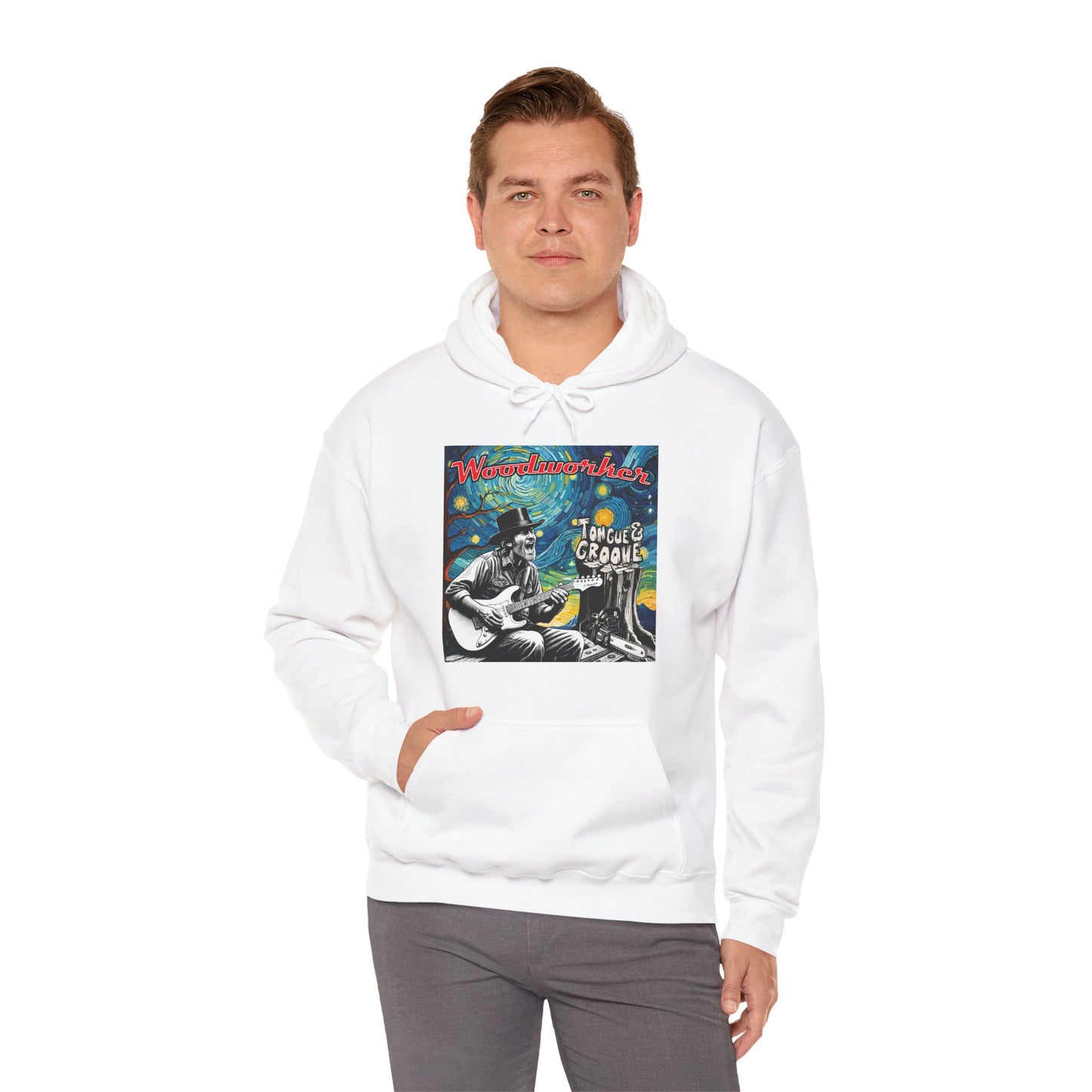 Vintage-Inspired Unisex Hooded Sweatshirt - Tongue & Groove Design