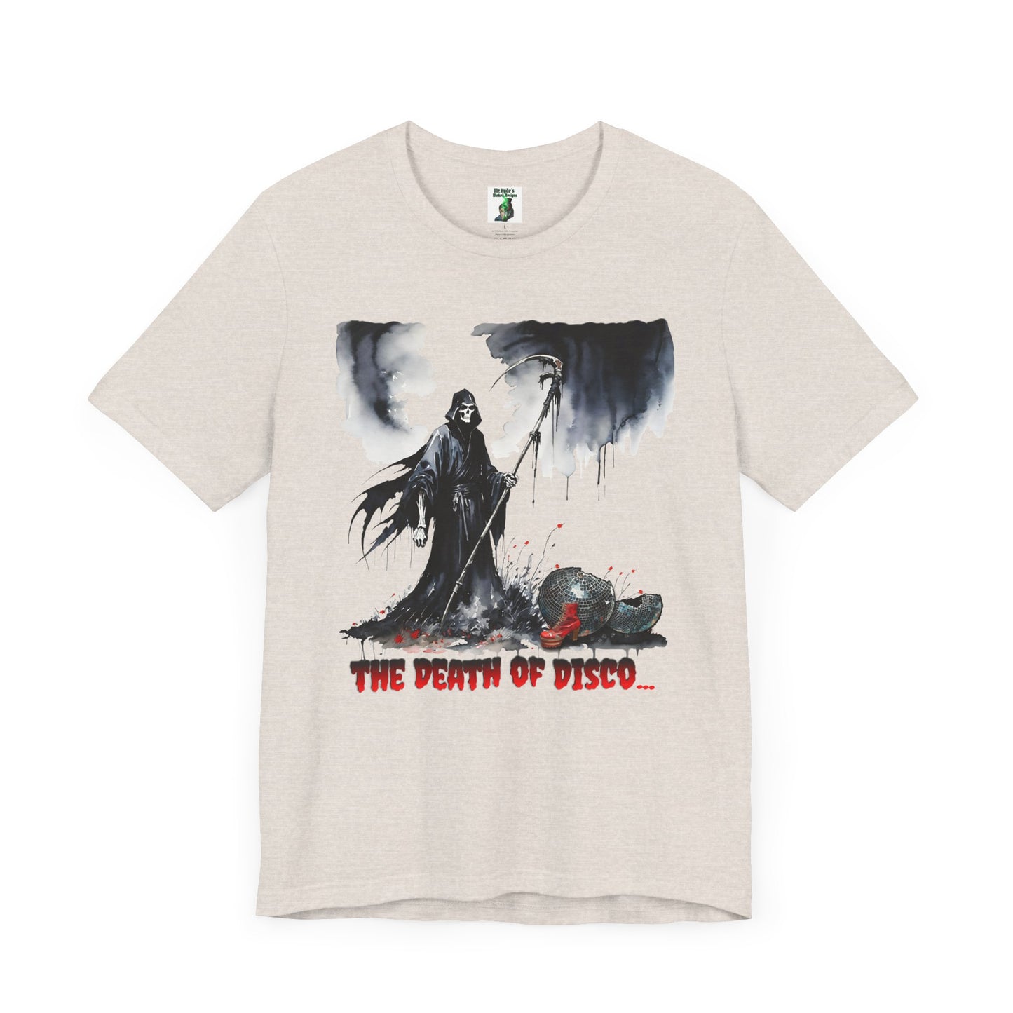 Death of Disco T-shirts, Gothic Disco Parody Tee, Grim Reaper, Disco Tee, Unisex Bella Canvas cotton t-shirt