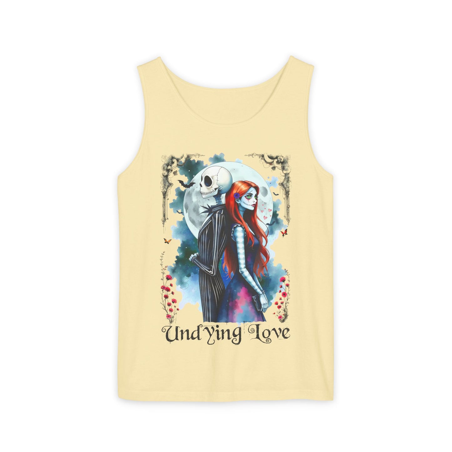 Undying Love Unisex Tank Top, Jack and Sally Halloween Couple Tee, Gothic Love Shirt, Halloween Christmas Fan Gift, Block Party Envy