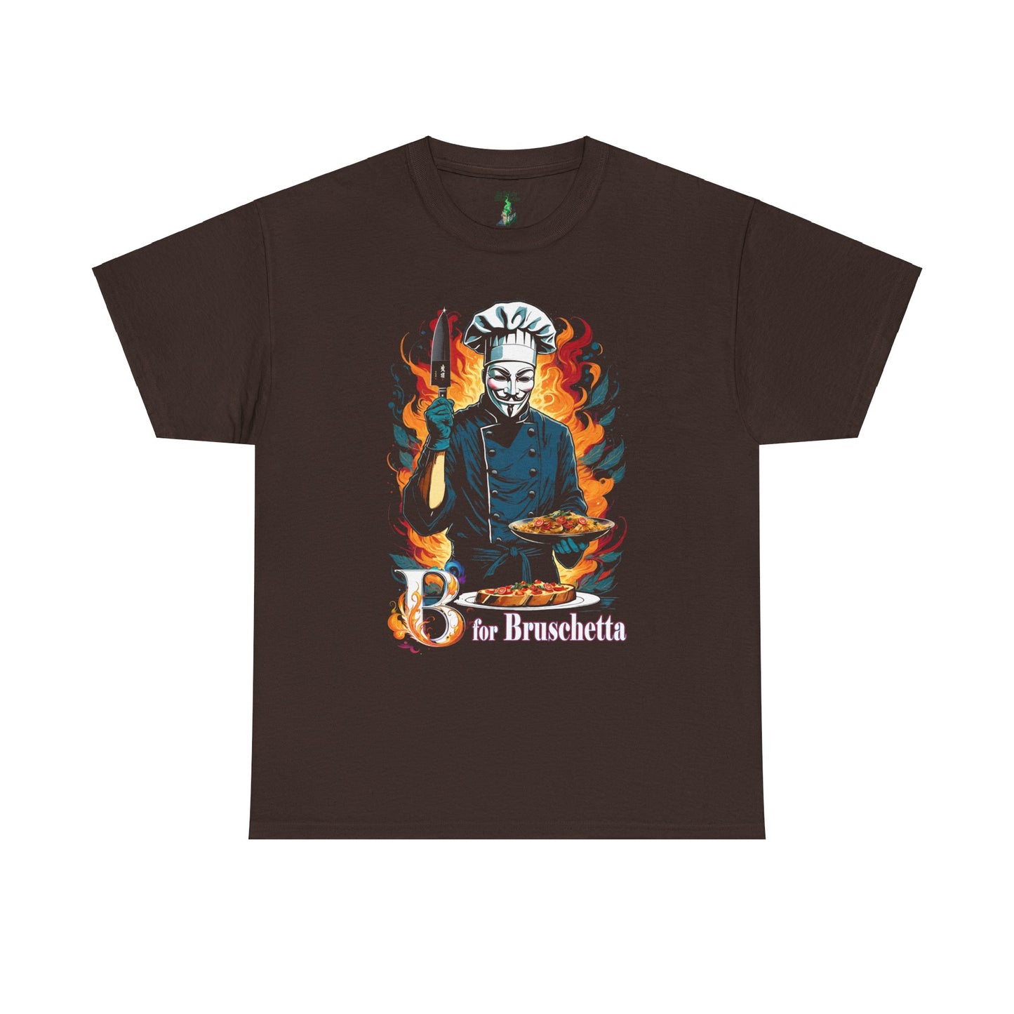 V For Vendetta Parody Foodie Tee, B For Bruschetta Funny Movie Shirt, Funny Cooking Tee, Hugo Weaving, Allen Moore, Unisex Cotton T-shirt