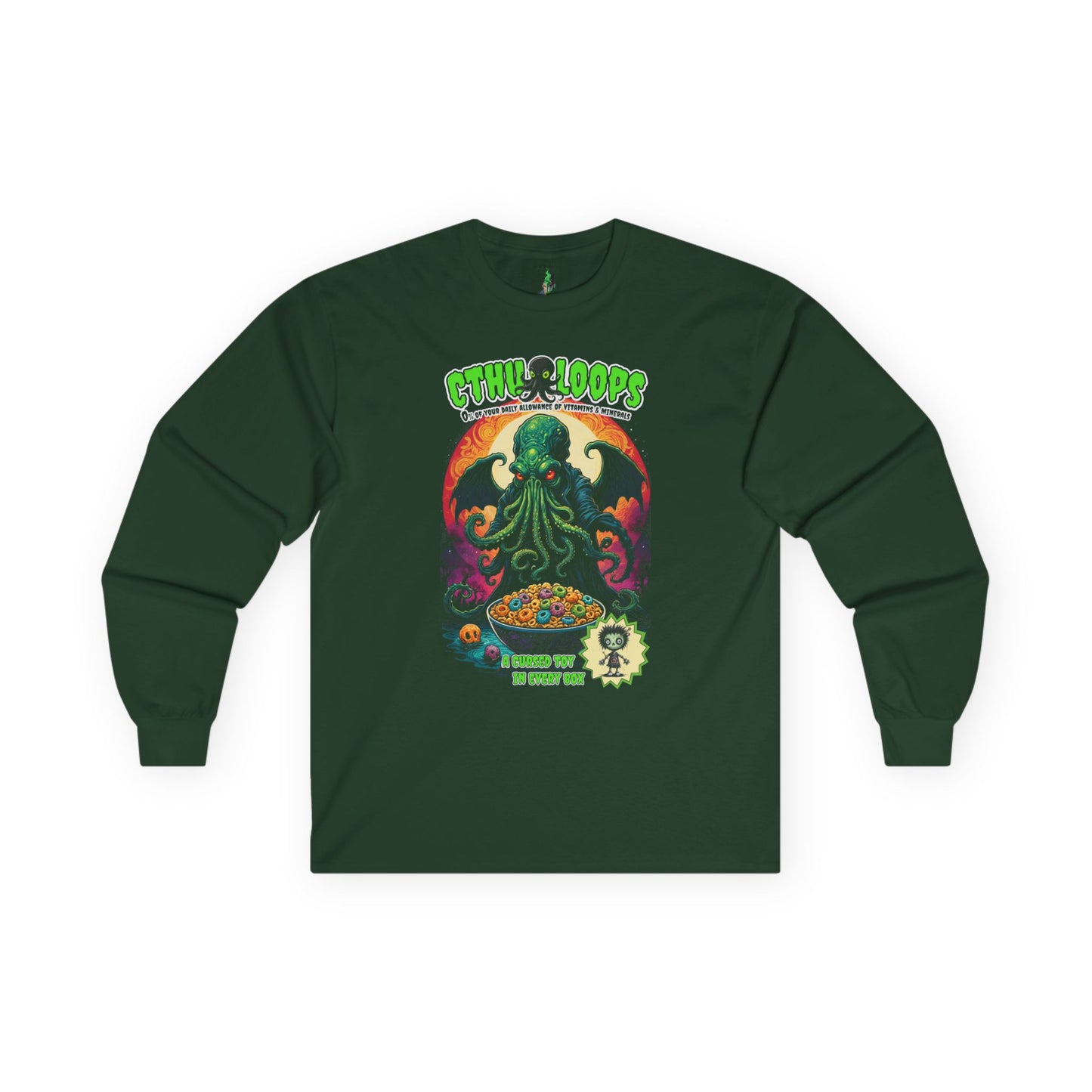 Cthu-Loops Tee, Halloween T-Shirt for Lovecraft Fans, Cereal Killer Shirt, Unisex Cotton Tee, Groovy Parody Tee, Dark Elder God Shirt