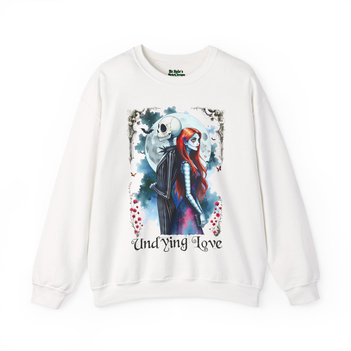 Unisex Undying Love Crewneck Sweatshirt, Romantic Gift, Halloween Apparel, Cozy Casual Wear, Everyday Style, Unique Couple Sweatshirt