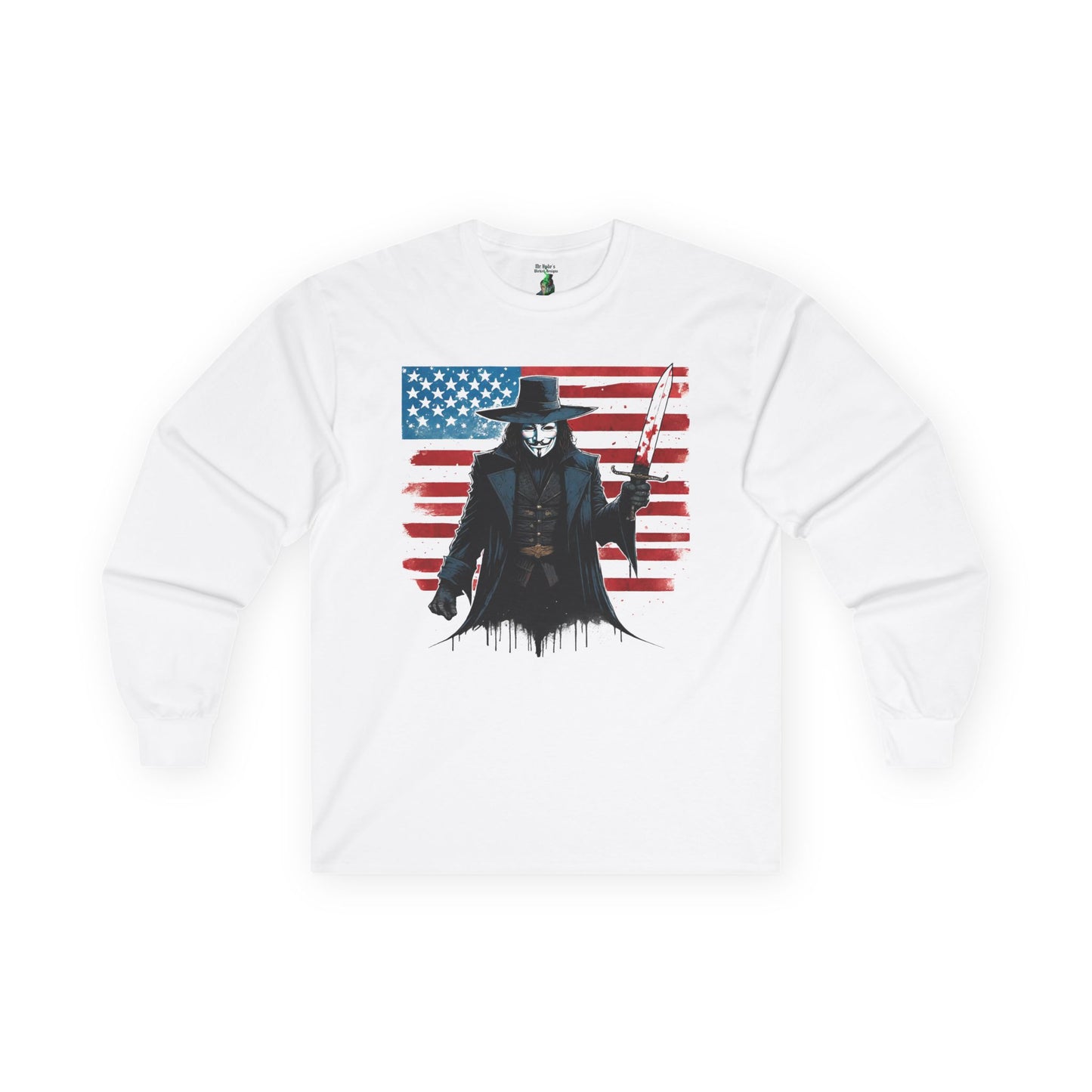 V for Vendetta Long Sleeve Tee, Unisex Graphic Tee, Vintage Style Shirt, Protest Apparel, Independence Day Gift, Bold Statement Wear