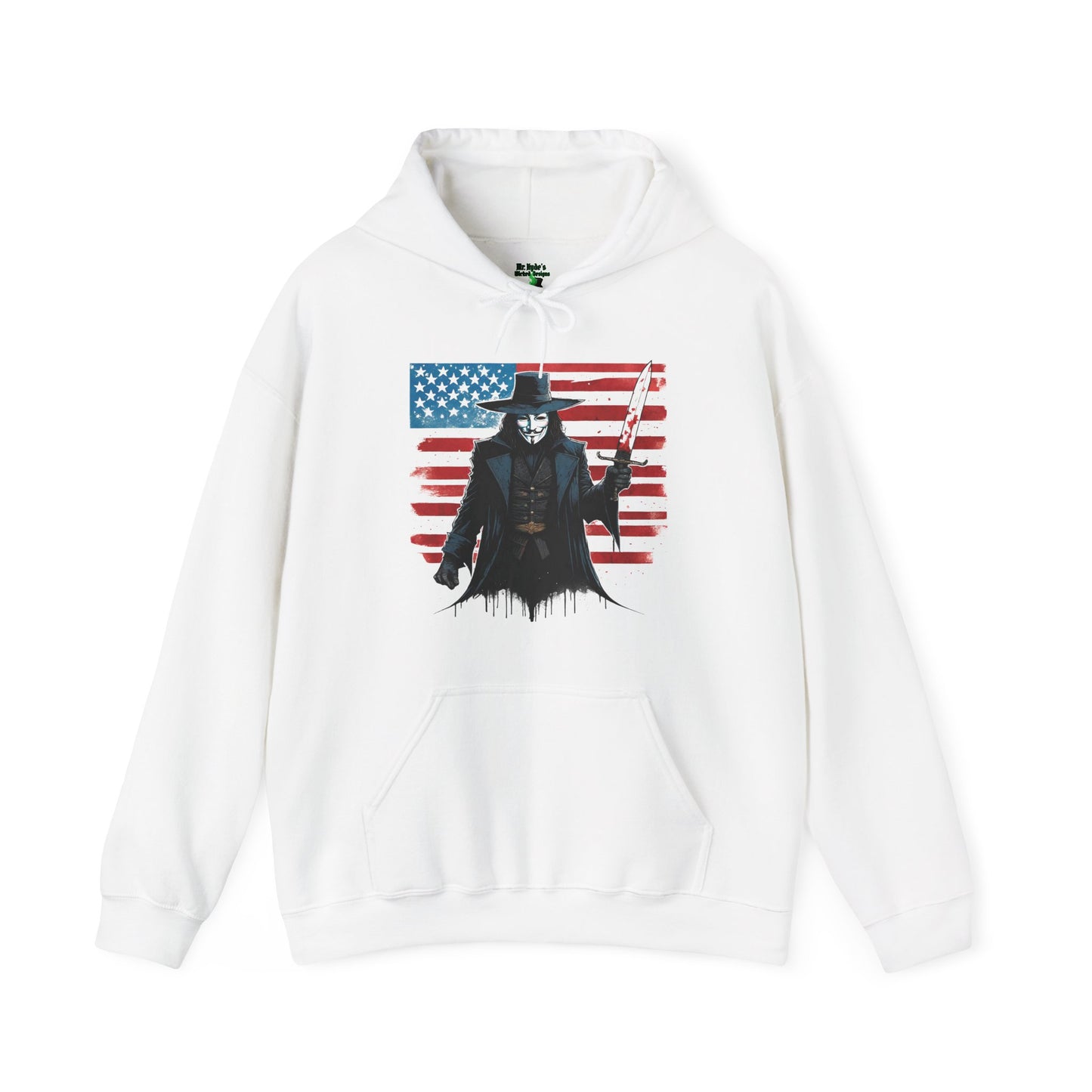 V for Vendetta Hoodie with Character Print, Unisex Sweatshirt, Patriotic Gift for Independence Day, Warm Hoodies for fall