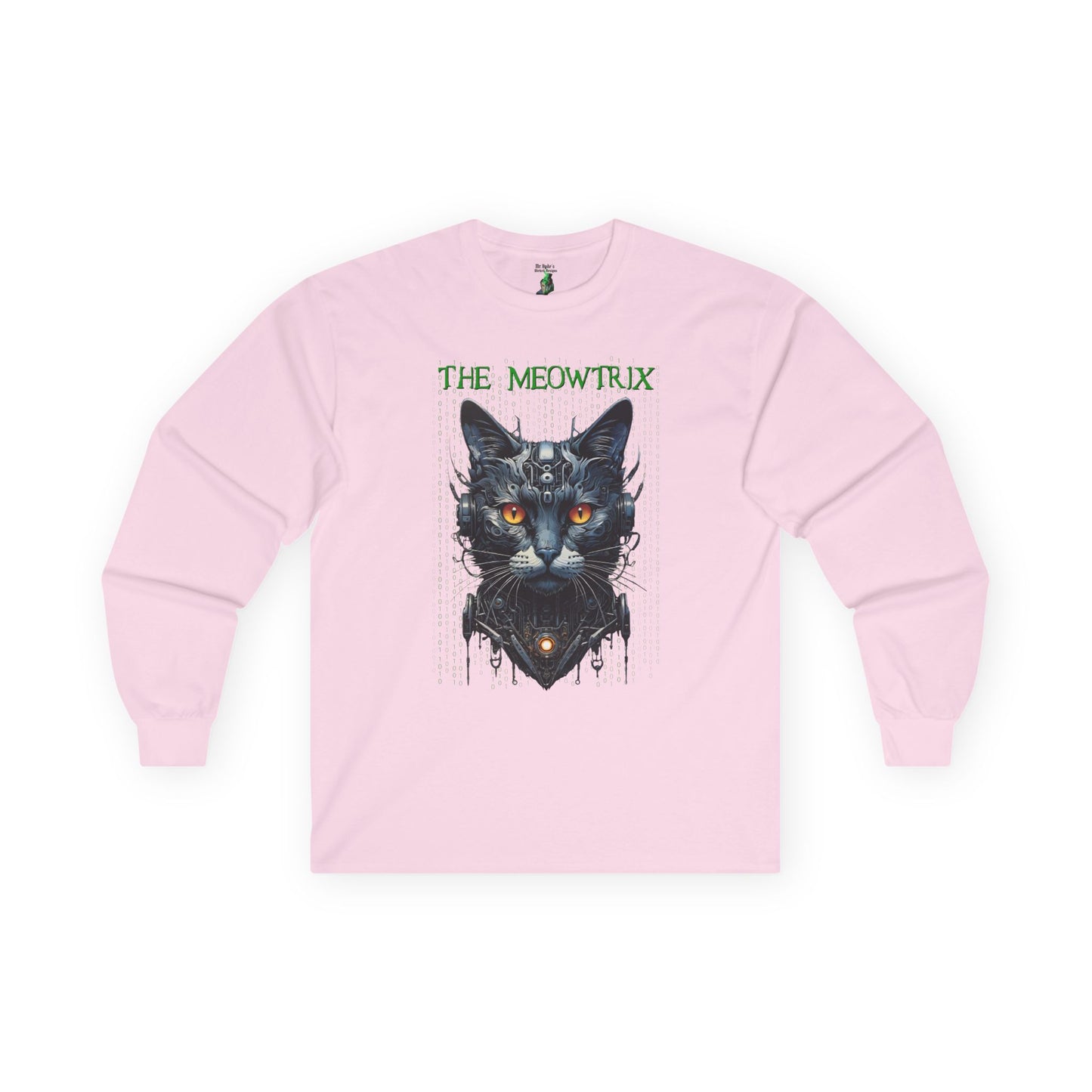 Matrix Cat Parody Tee, Funny Meowtrix Movie T-Shirt for Cat Lovers, Unisex Cotton Long Sleeve Shirt, Humorous Gift for Matrix Fans, Casual