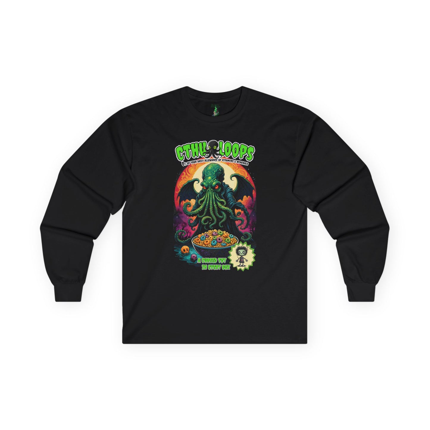 Cthu-Loops Tee, Halloween T-Shirt for Lovecraft Fans, Cereal Killer Shirt, Unisex Cotton Tee, Groovy Parody Tee, Dark Elder God Shirt