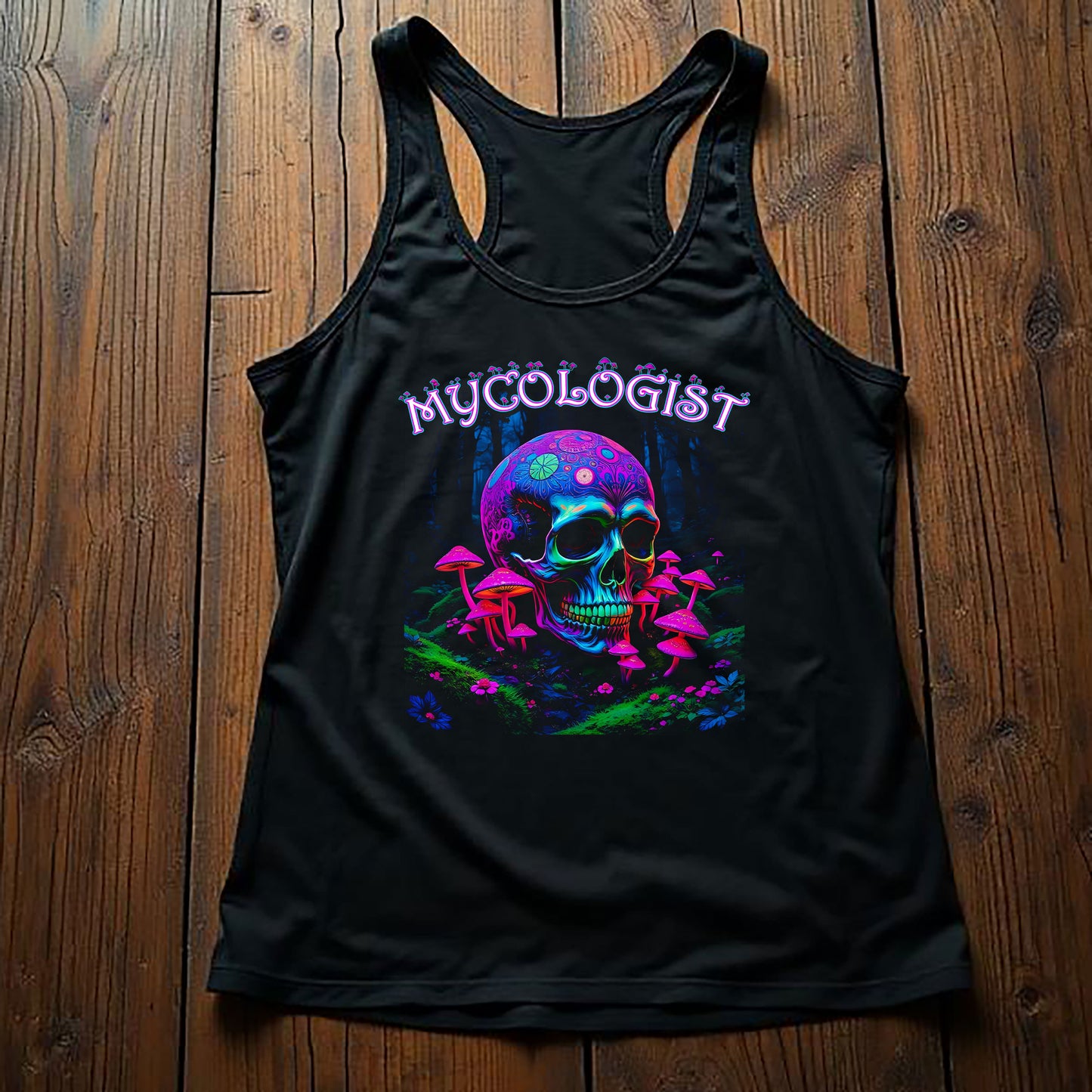 Psychedelic Mushroom Tank Top, Bohemian Racerback Top, Festival Style, Summer Apparel, Gift for Nature Lovers, Magic Mushroom Tank Top