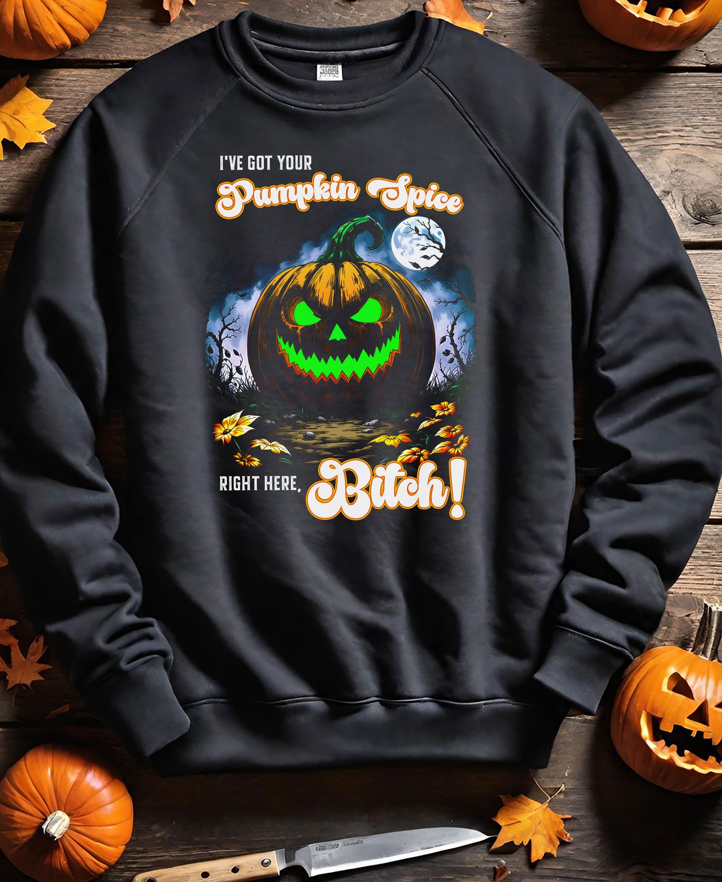Halloween Jack-o'-Lantern Sweatshirt, Autumn Fun Crewneck Jumper, Pumpkin Spice Fall Top, Festive Halloween Clothing, Funny Halloween