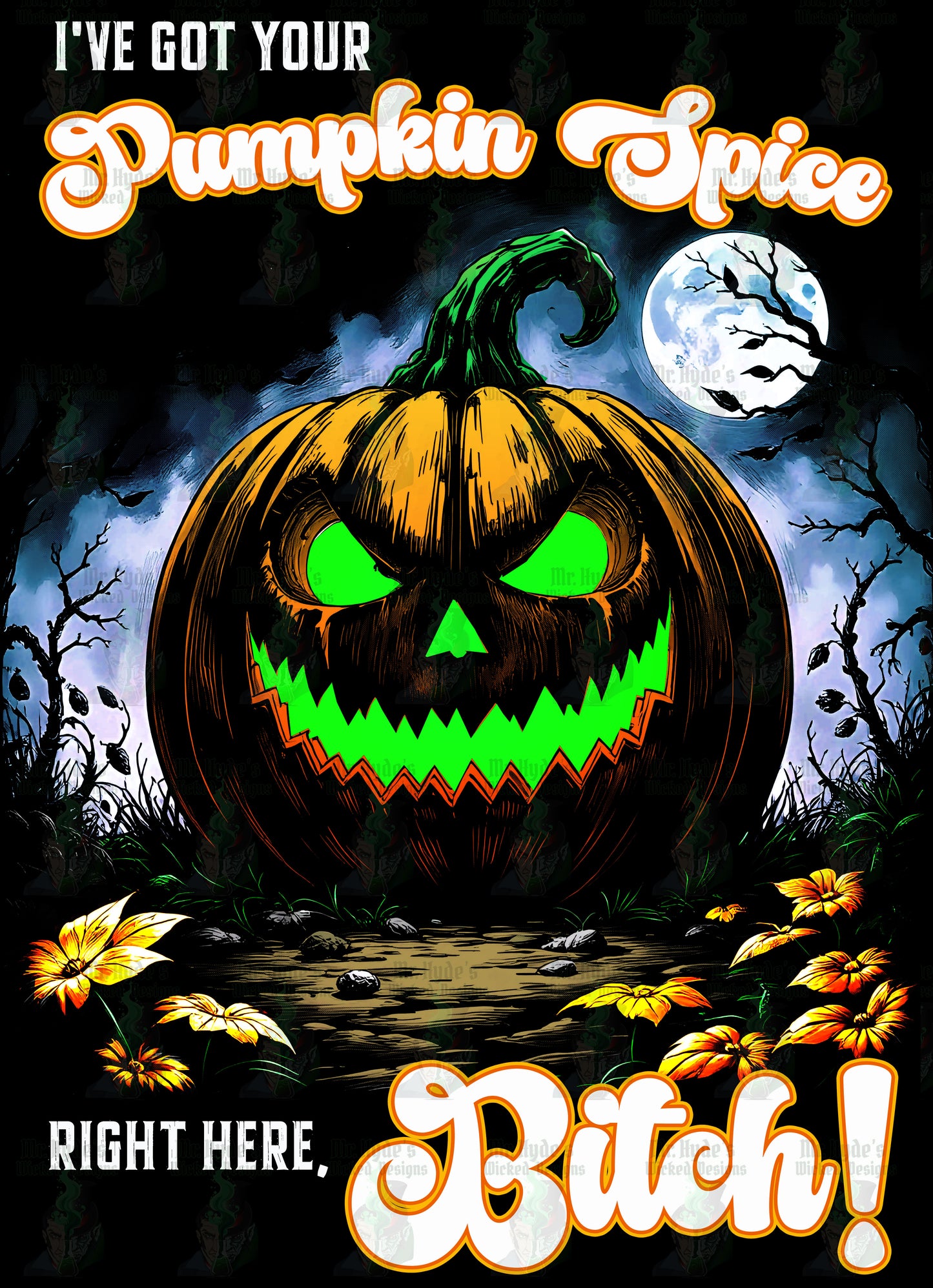 Halloween Three-Panel Fleece Hoodie, Spooky Jack-O'-Lantern & Pumpkin Spice, Festive Fall Apparel, Funny Unisex Sweatshirt, Cozy Seasonal