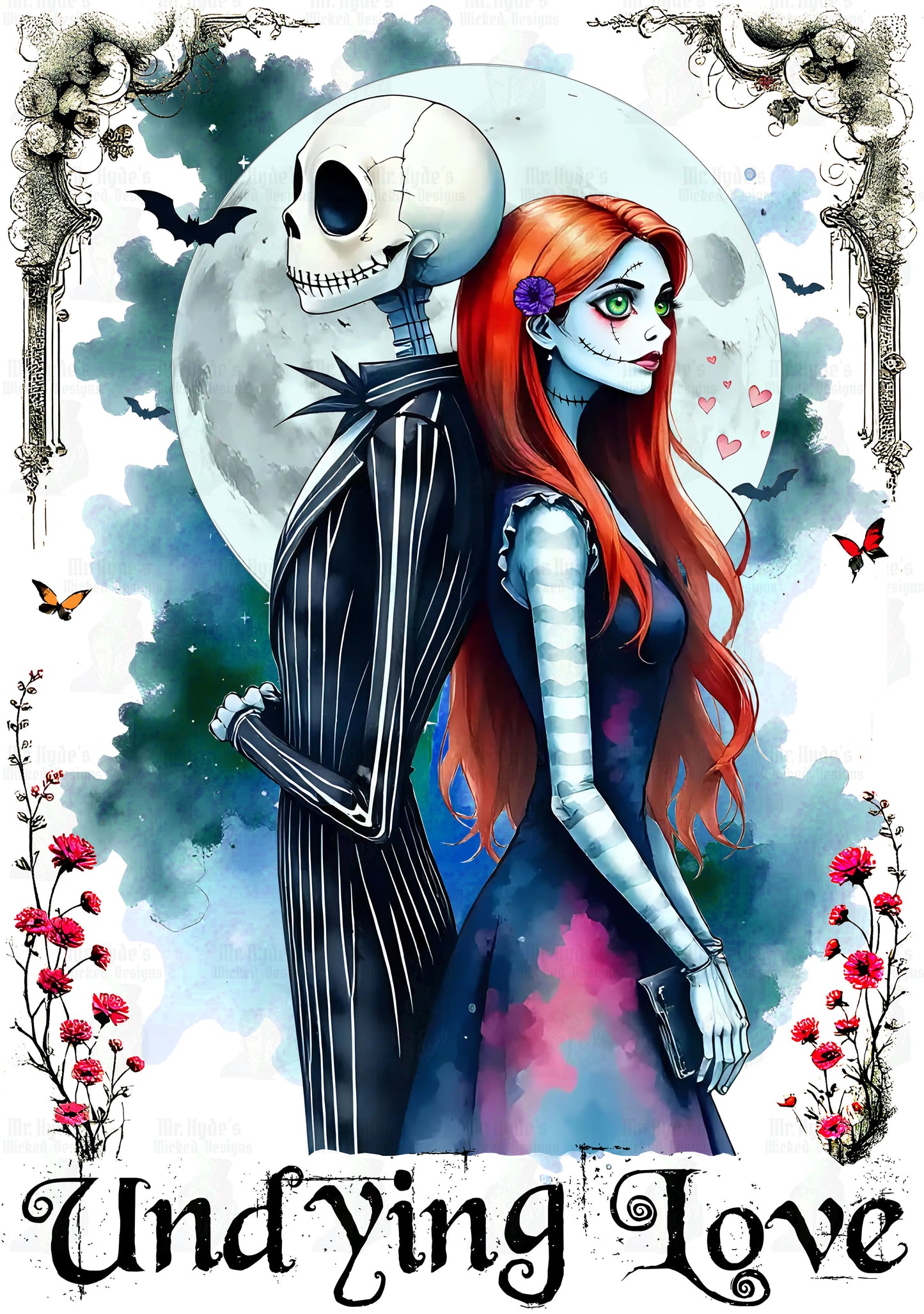 Jack and Sally Undying Love Unisex Pullover Hoodie Sweatshirt, Halloween Hoodie, Christmas Gift, Gothic Love Story, Gothic Romance