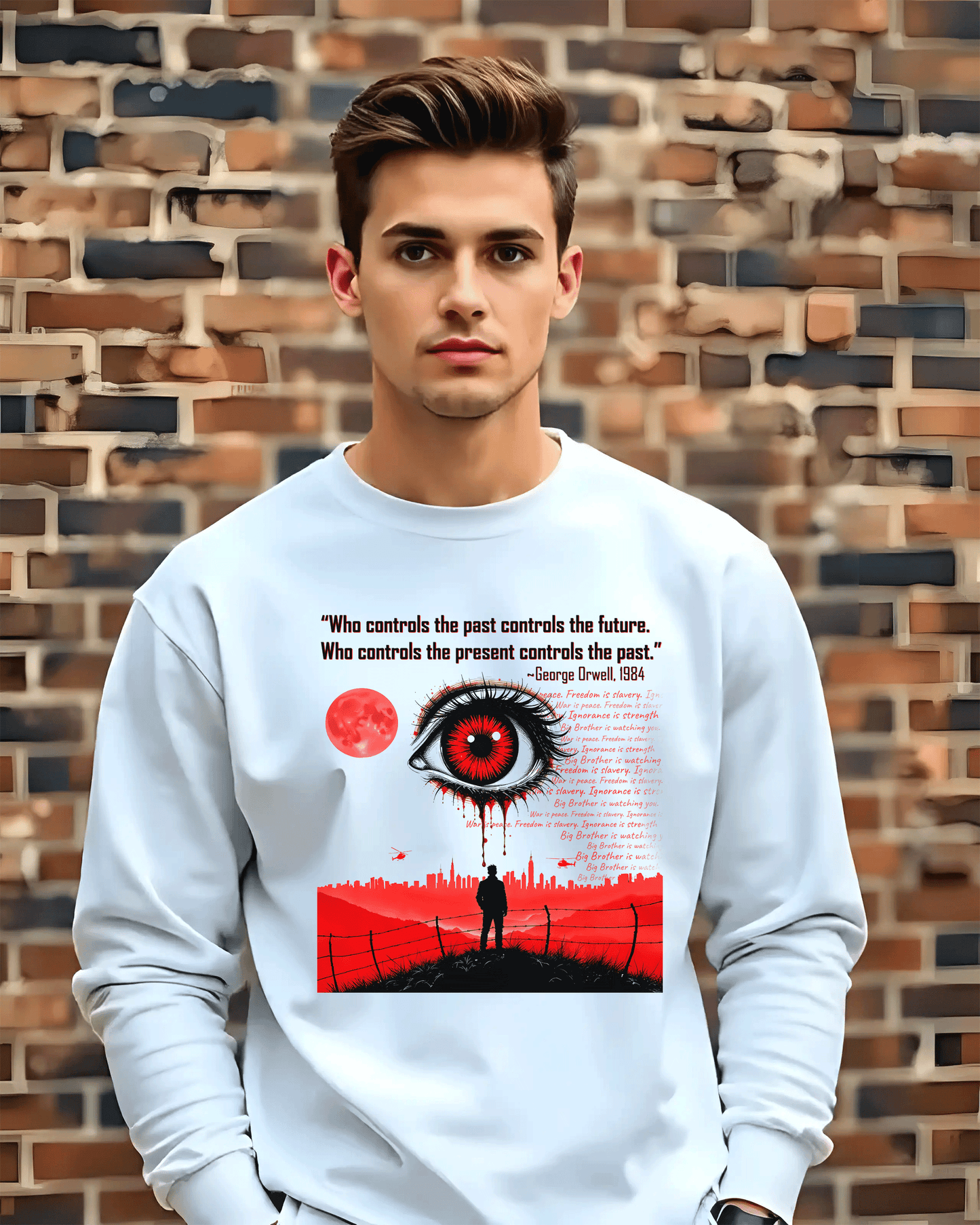 George Orwell Cotton Sweatshirt, Unisex Sweatshirt with 1984 Quote Design, Reader and Fan Gift, Warning Novelty Pullover, Literature Lover Gift,