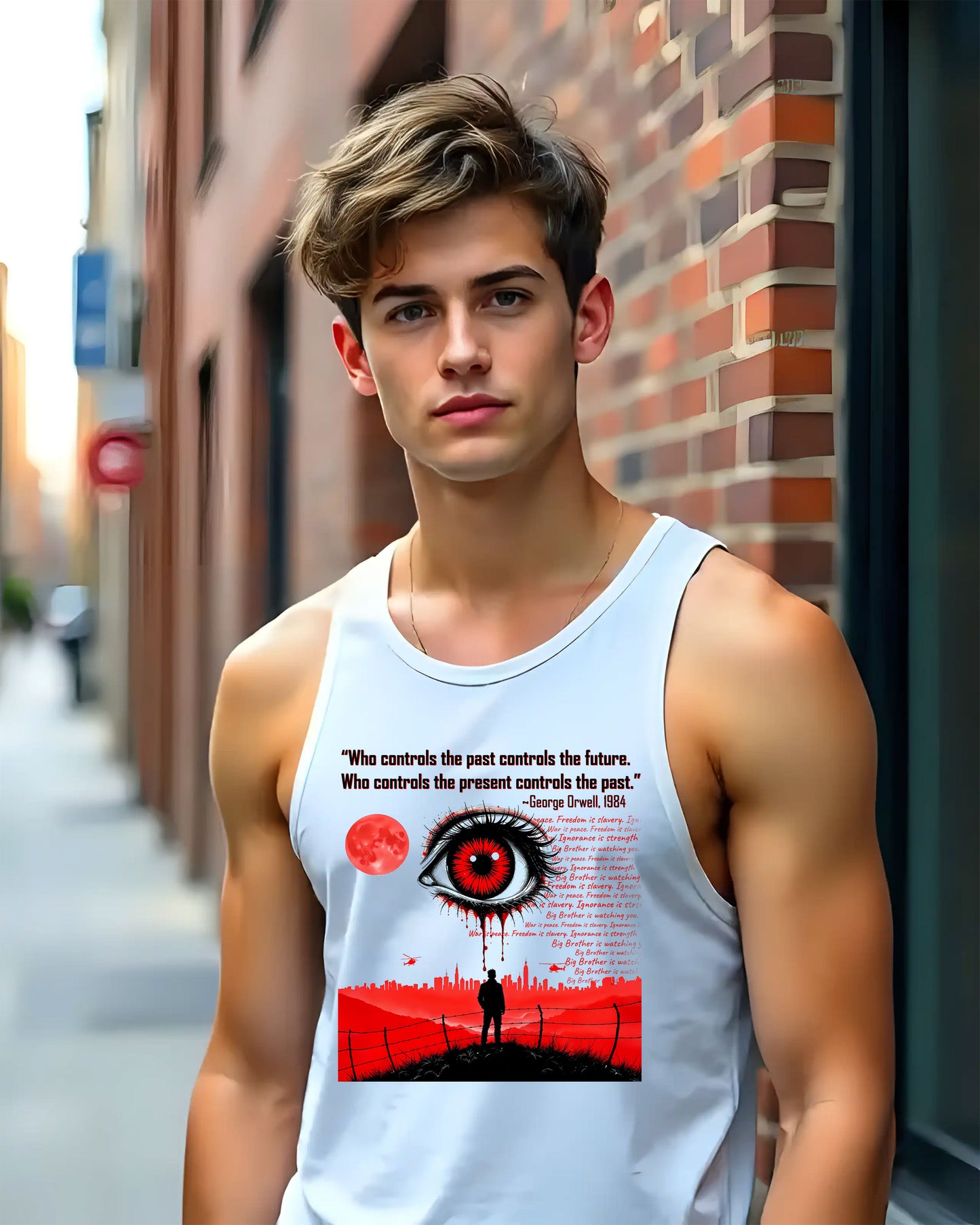 George Orwell 1984 Unisex Tank Top, Classic Literary Quote Shirt, Readers Gift, Novel Quote Cotton Tee, Inspirational Orwellian Clothing