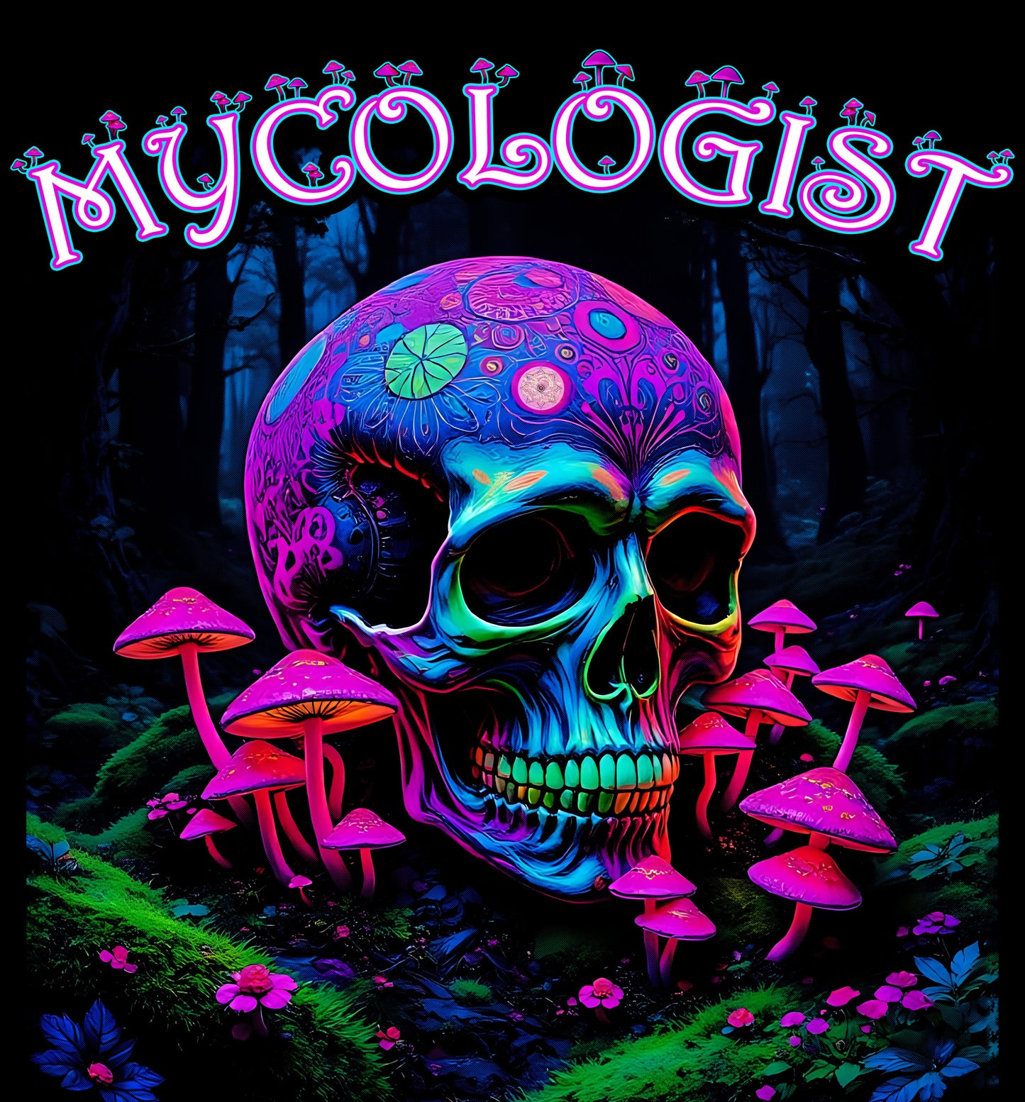 Psychedelic Magic Mushroom Unisex Tee, Festival Mycologist Shirt, Magic Mushrooms, Skull Tee, 100% Cotton Tee