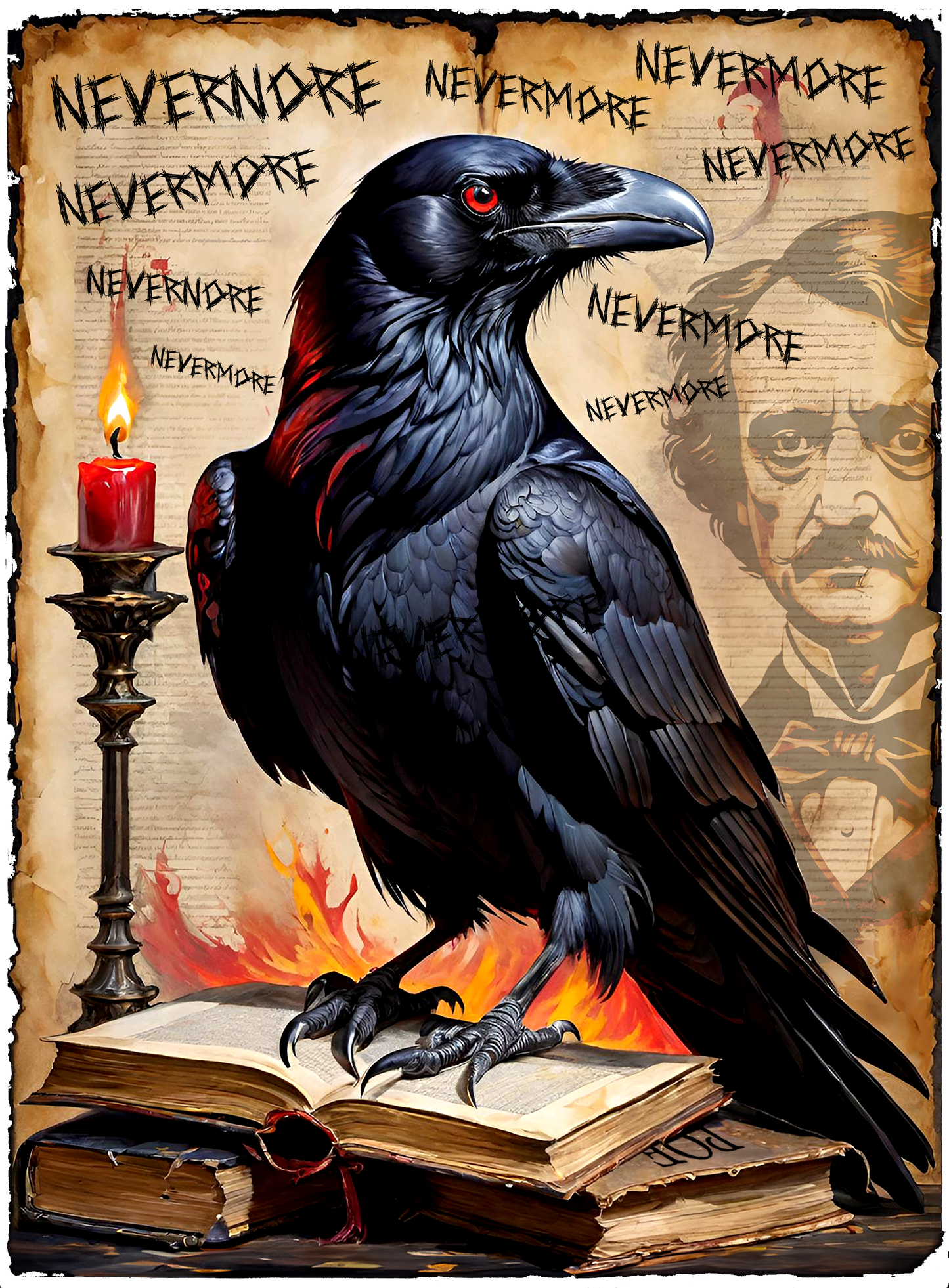 Gothic Raven Sweatshirt - Edgar Allen Poe Inspired - Halloween Gift - Unisex cotton sweatshirt