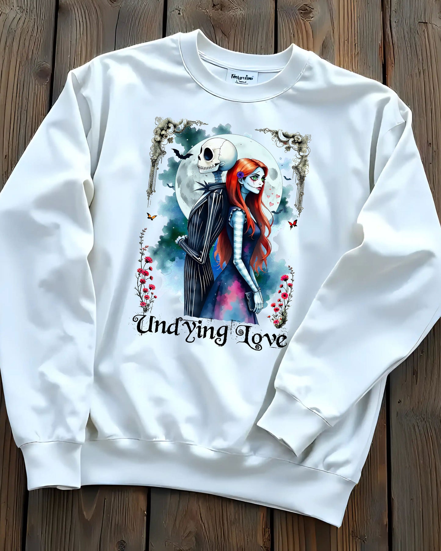 Unisex Undying Love Crewneck Sweatshirt, Romantic Gift, Halloween Apparel, Cozy Casual Wear, Everyday Style, Unique Couple Sweatshirt
