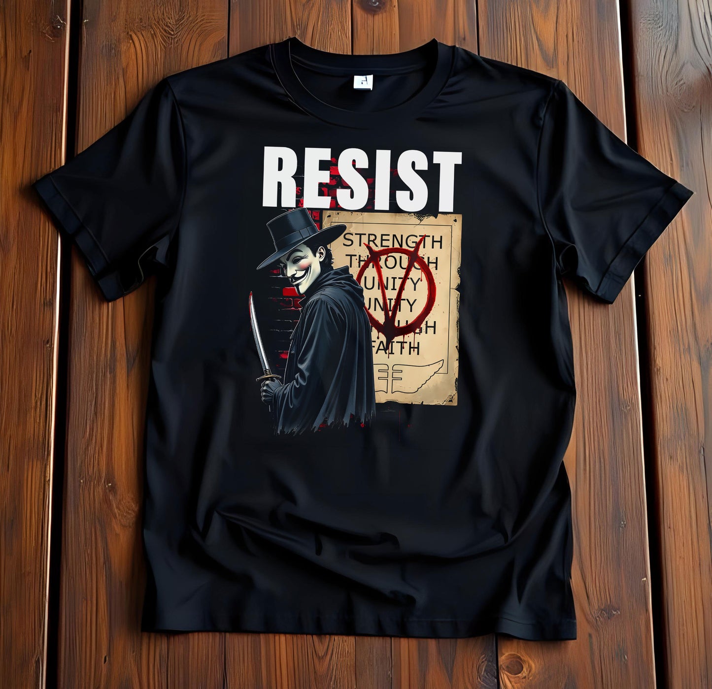 V for Vendetta Resist Unisex T-shirt, Movie Inspired Tee, 100% Cotton Shirt, Resist Rebellion Shirt, Protest Graphic Tee
