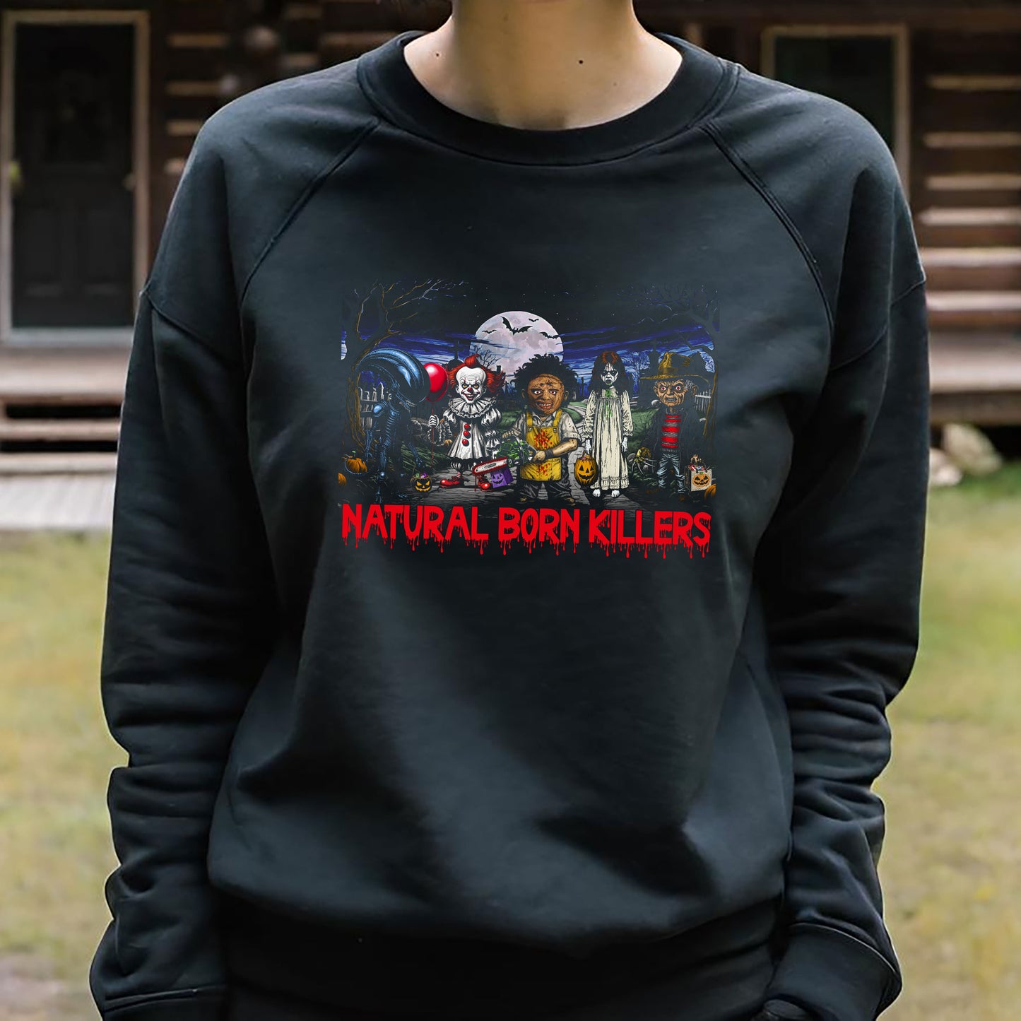 Horror Movie Halloween Parody Sweatshirt, Scary Movie Icons Graphic Crewneck Sweatshirt, Halloween Costume Apparel, Horror Movie Fan Gift,