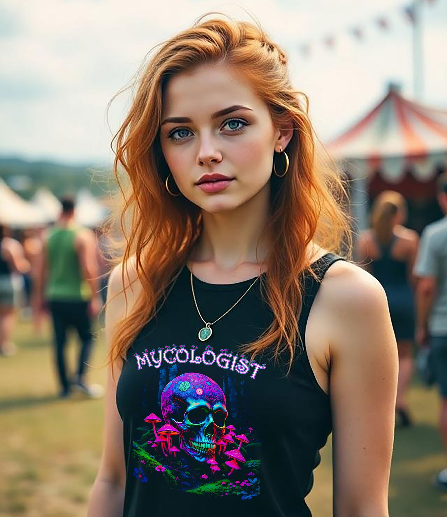 Psychedelic Mushroom Tank Top, Bohemian Racerback Top, Festival Style, Summer Apparel, Gift for Nature Lovers, Magic Mushroom Tank Top