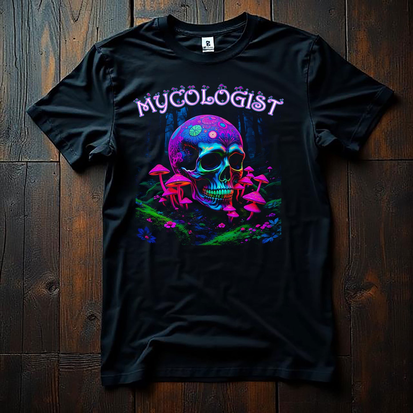 Psychedelic Magic Mushroom Unisex Tee, Festival Mycologist Shirt, Magic Mushrooms, Skull Tee, 100% Cotton Tee