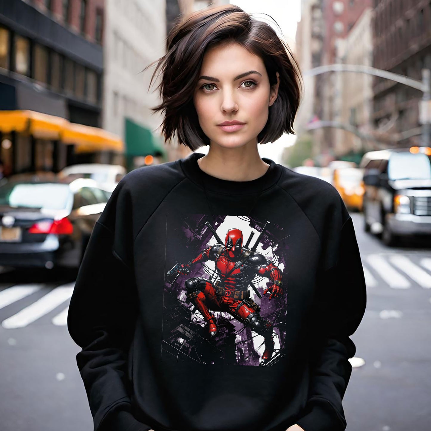 Deadpool Fan Art Crewneck Sweatshirt, Comicon Gift Sweatshirt, Marvel Collector shirt, Vintage Cotton Top, Unisex Softstyle Sweatshirt