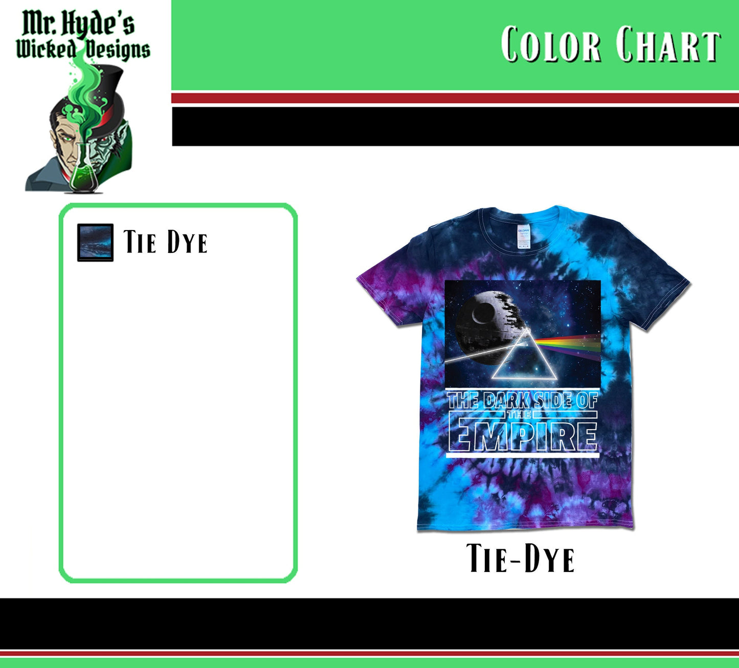 This shirt looks stunning on our blue and purple tie dye soft 100% cotton shirts.